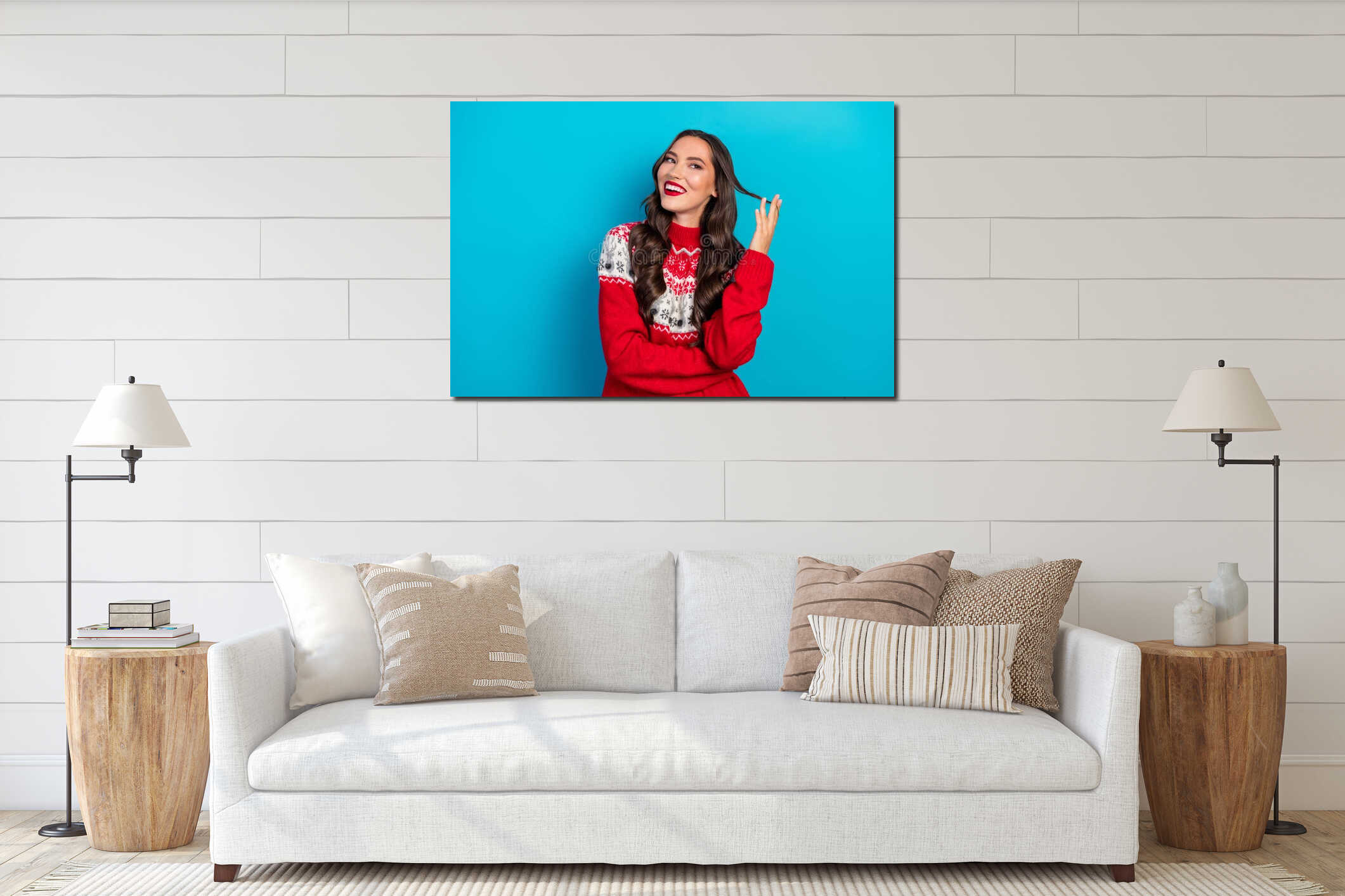 Canvas hanging interior mockup