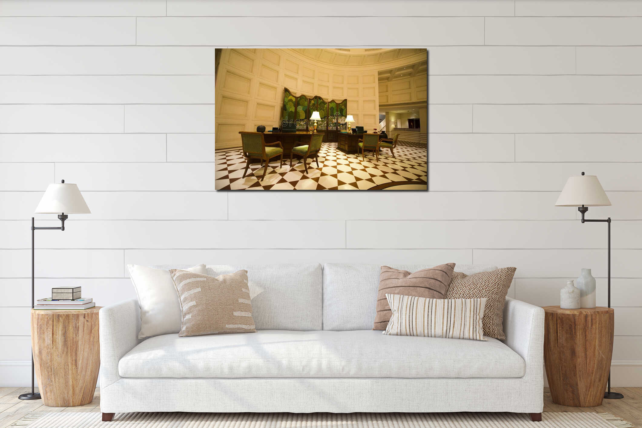 Canvas hanging interior mockup