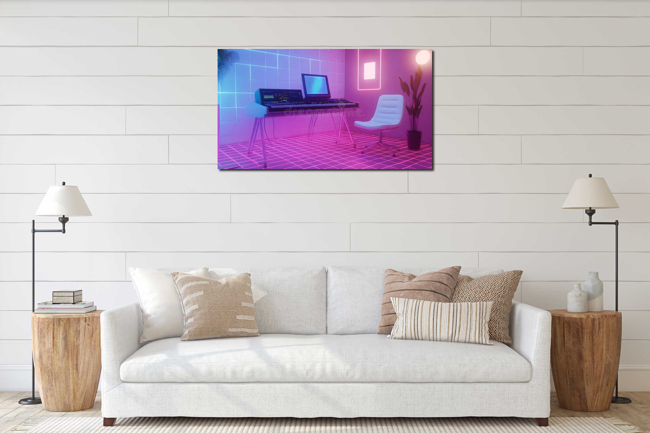 Canvas hanging interior mockup