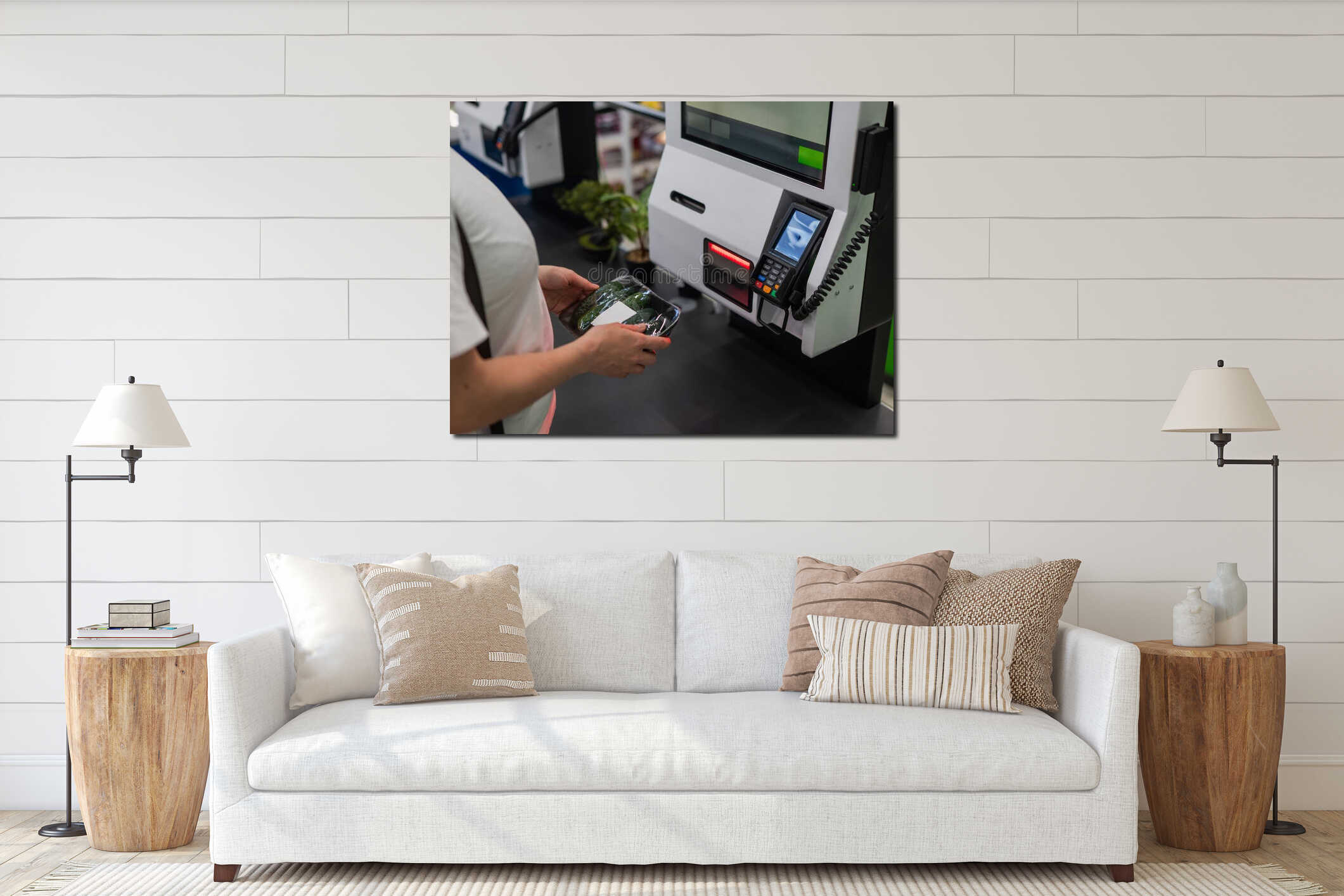 Canvas hanging interior mockup