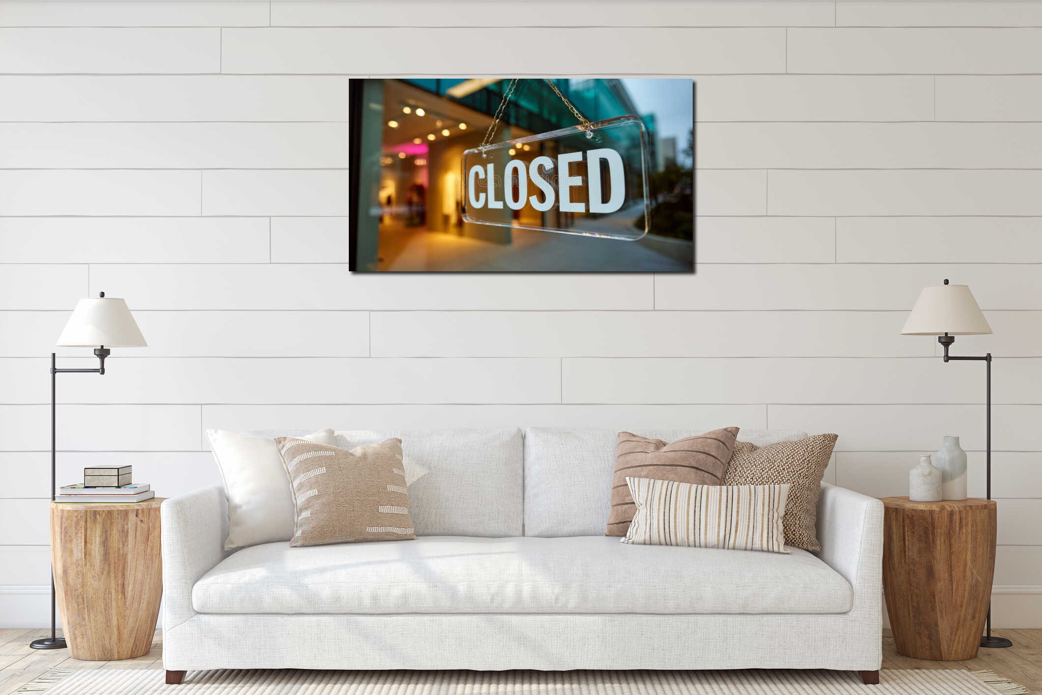 Canvas hanging interior mockup