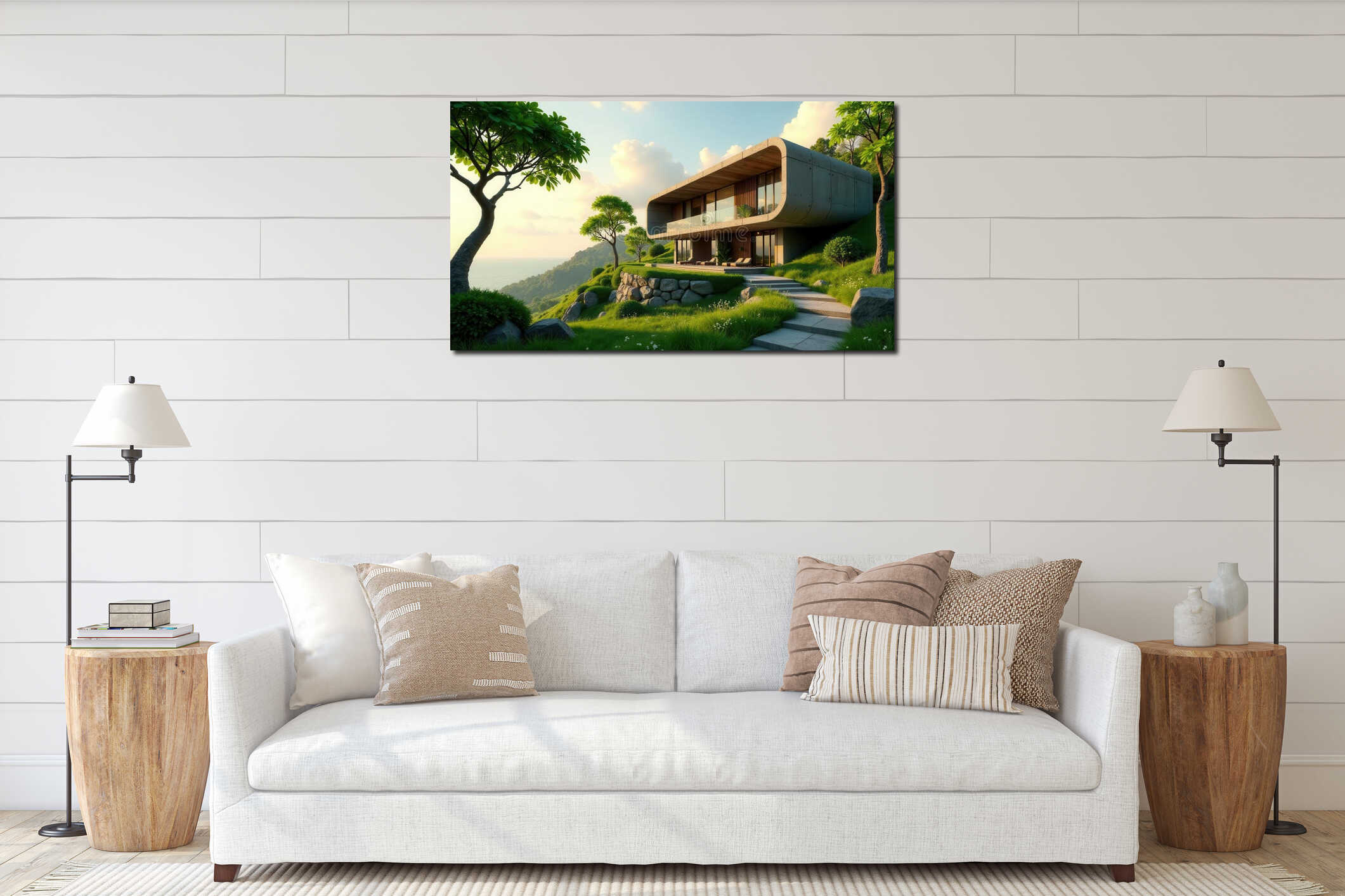 Canvas hanging interior mockup