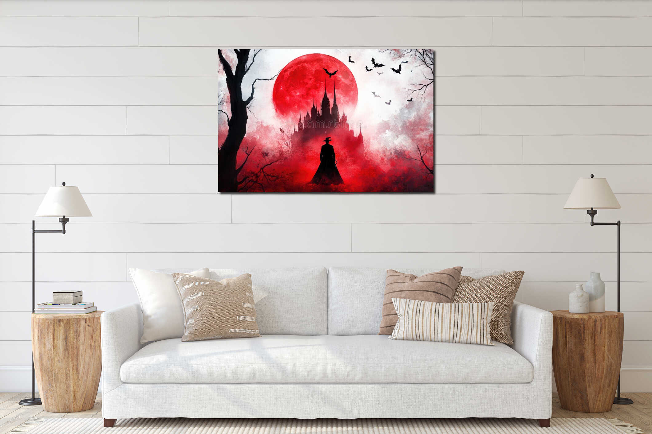 Canvas hanging interior mockup