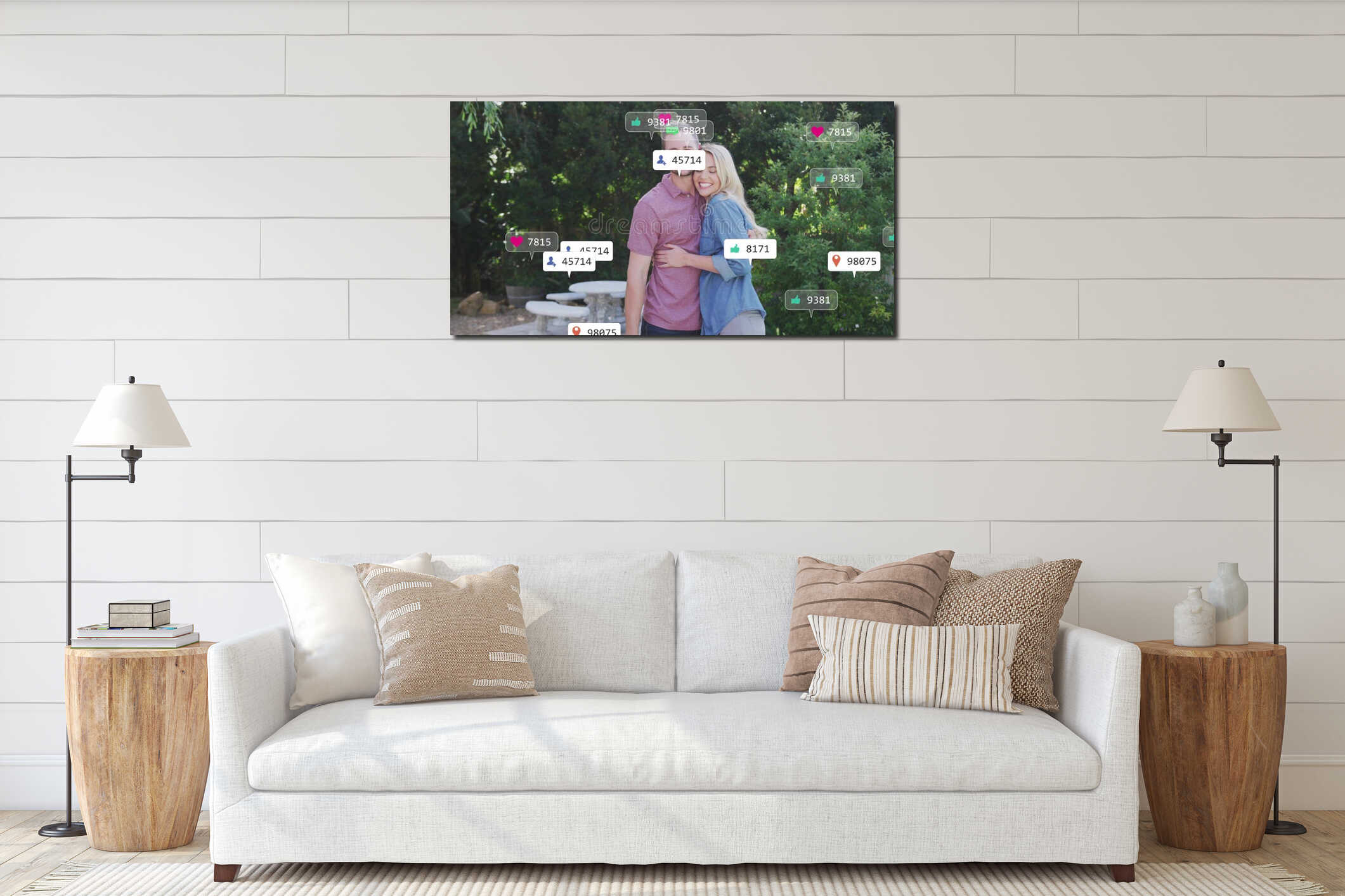 Canvas hanging interior mockup