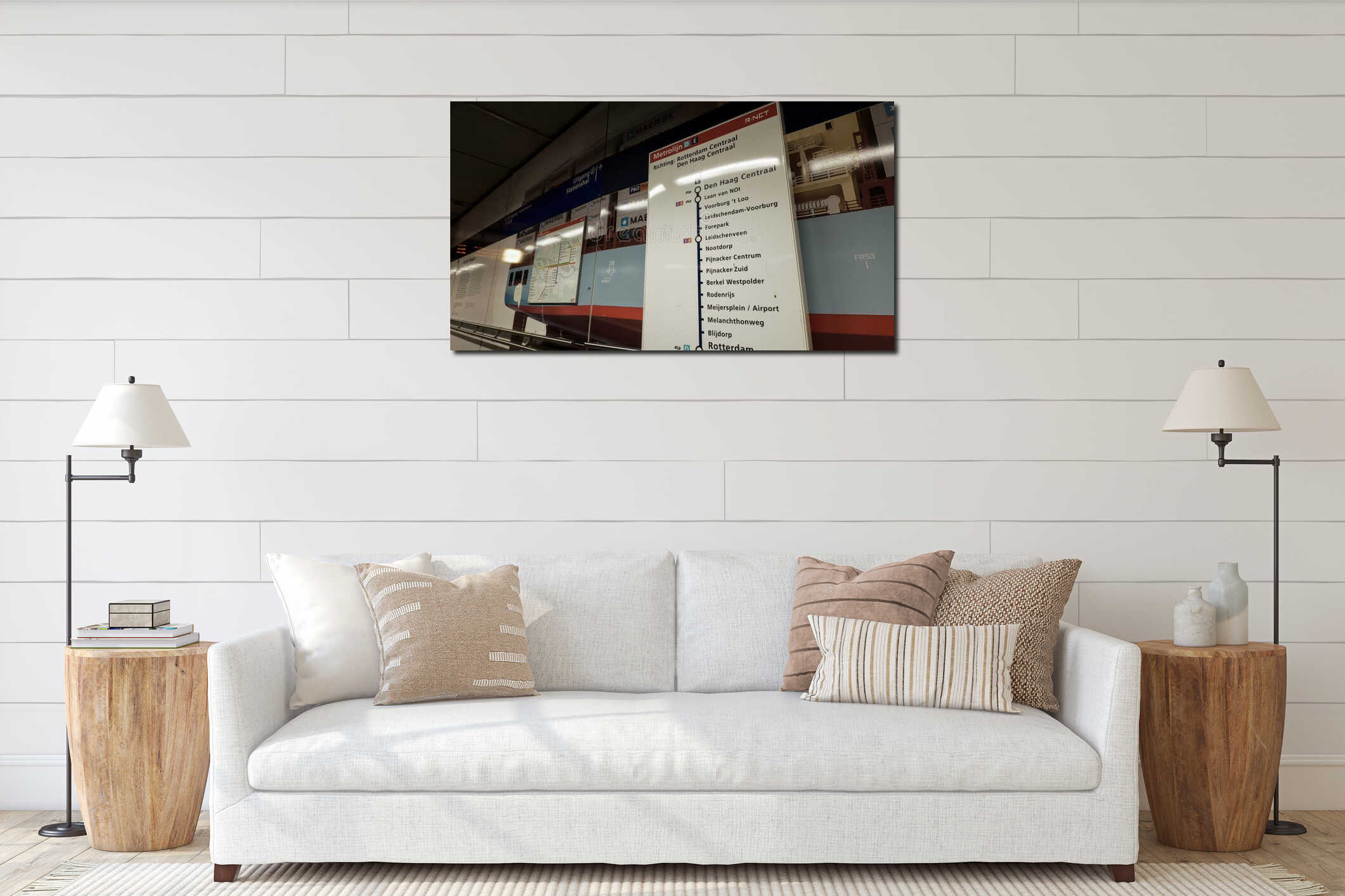 Canvas hanging interior mockup