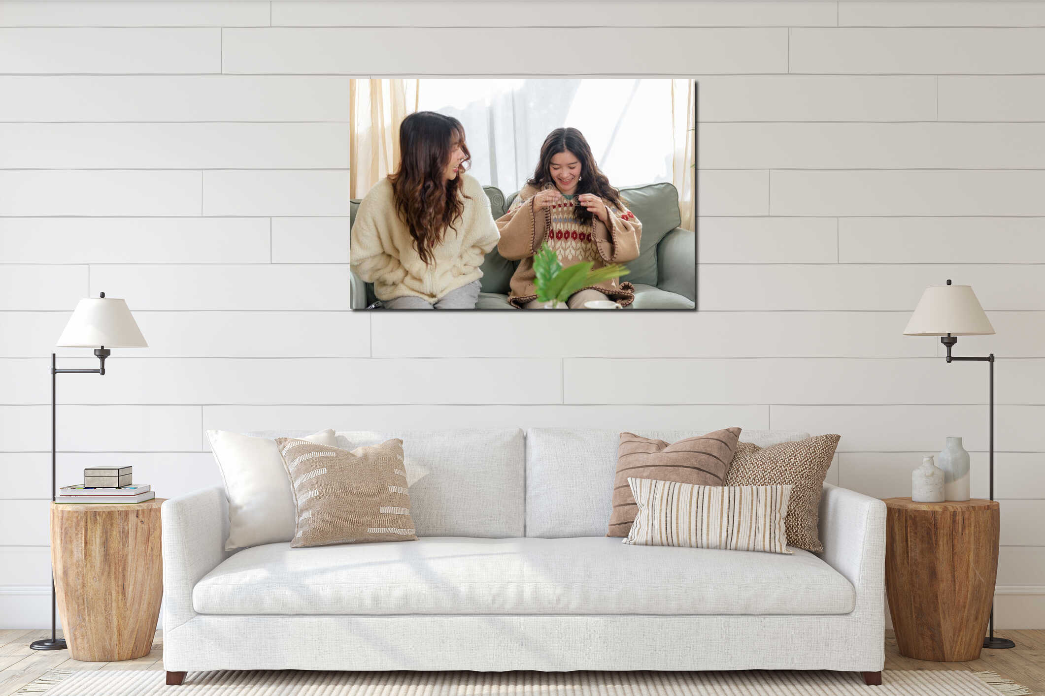 Canvas hanging interior mockup