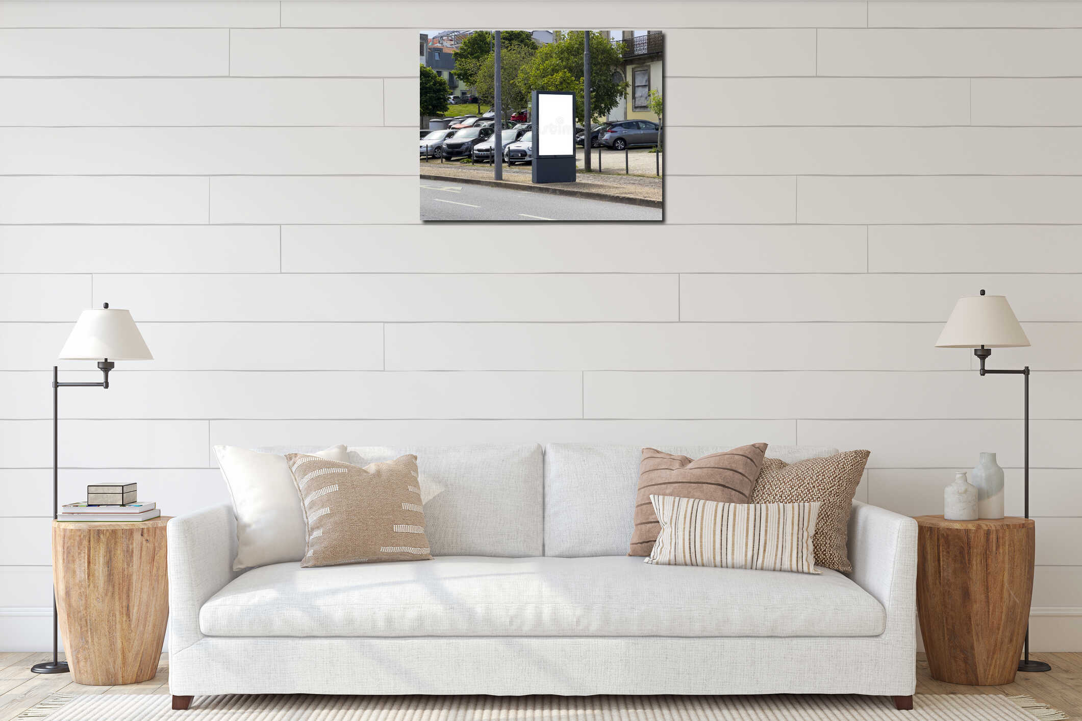 Canvas hanging interior mockup