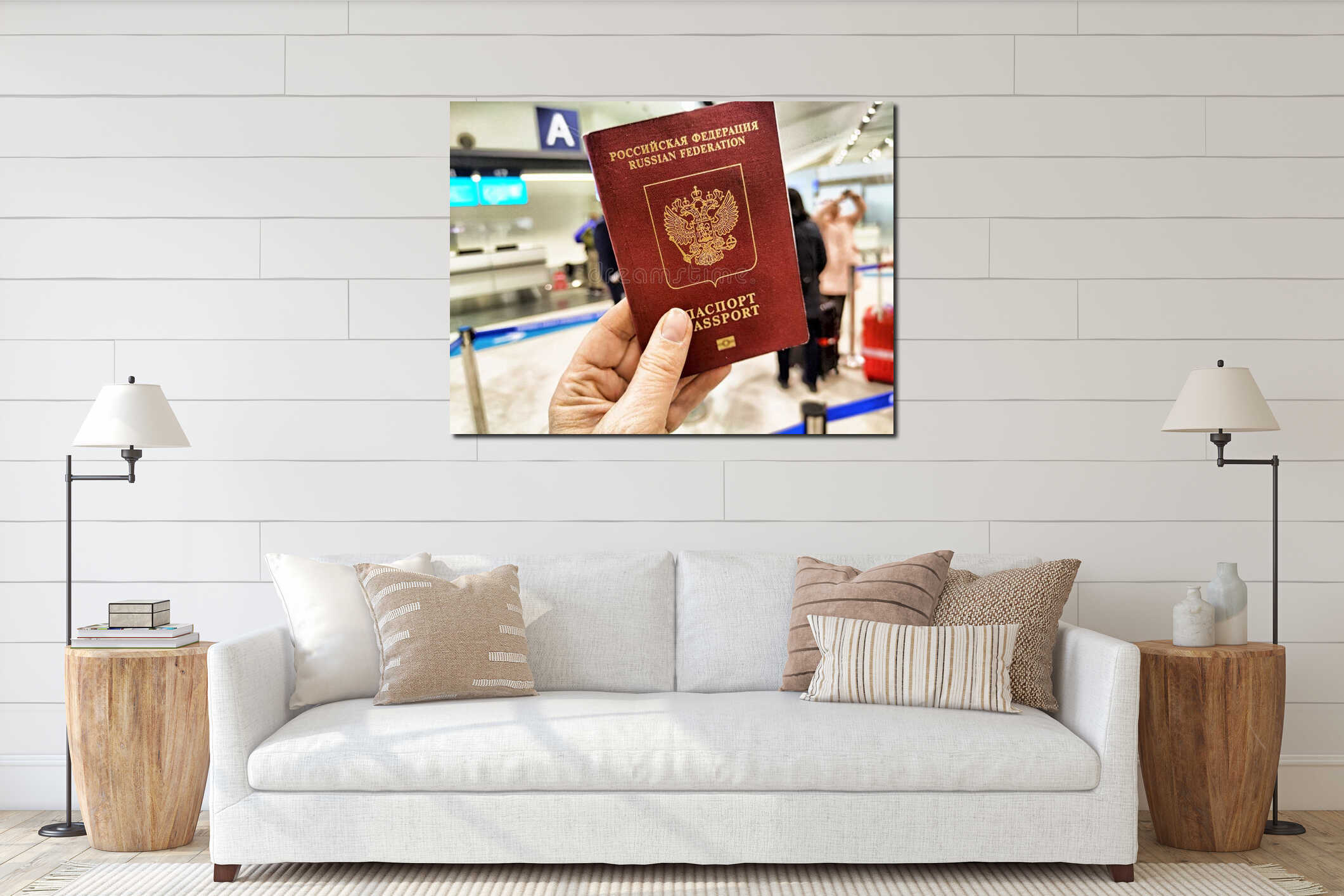 Canvas hanging interior mockup