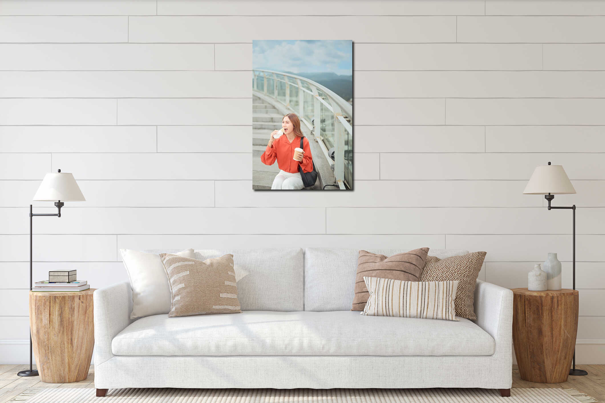 Canvas hanging interior mockup