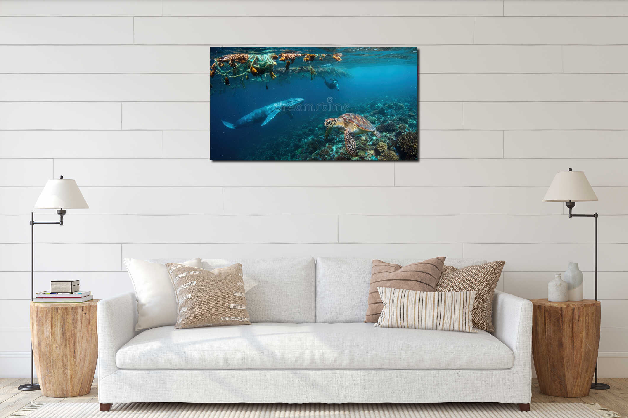 Canvas hanging interior mockup