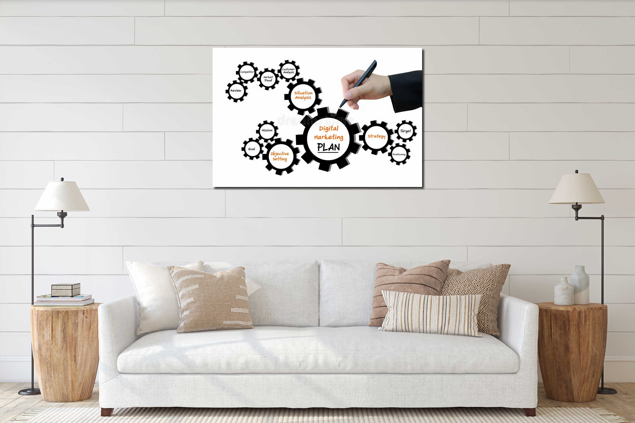 Canvas hanging interior mockup