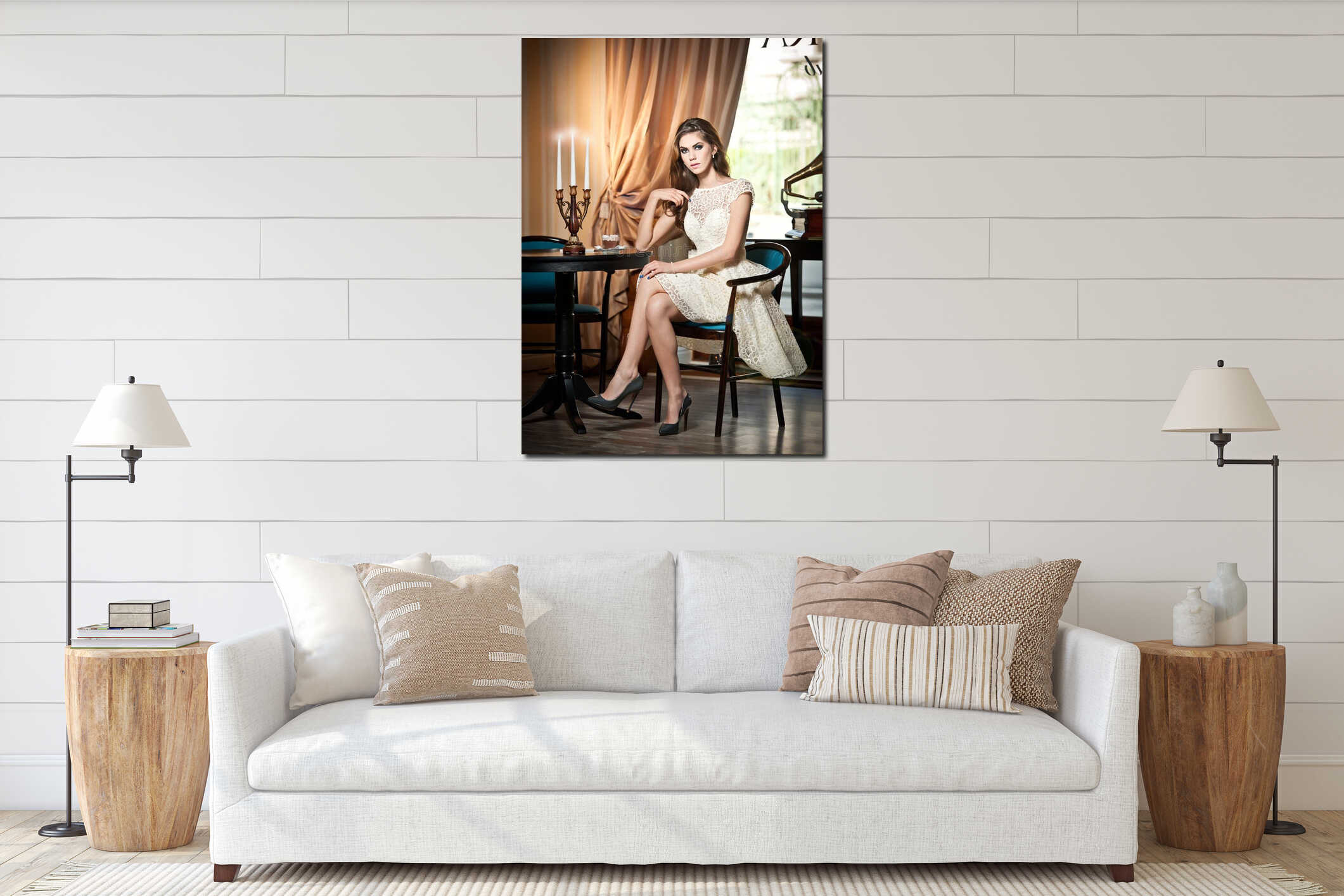 Canvas hanging interior mockup