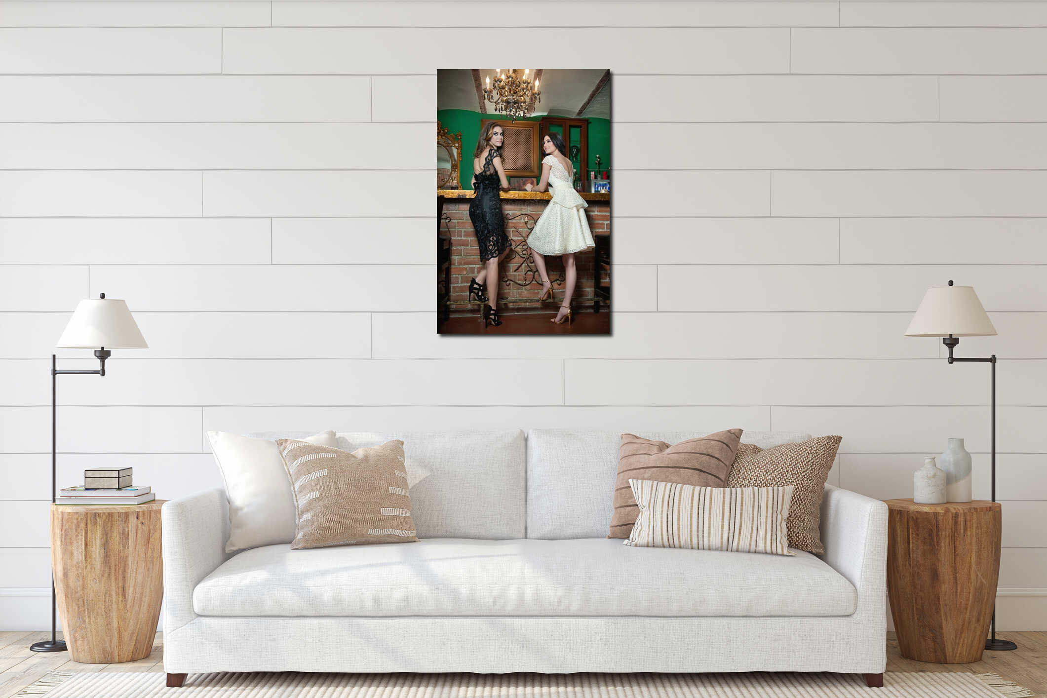 Canvas hanging interior mockup