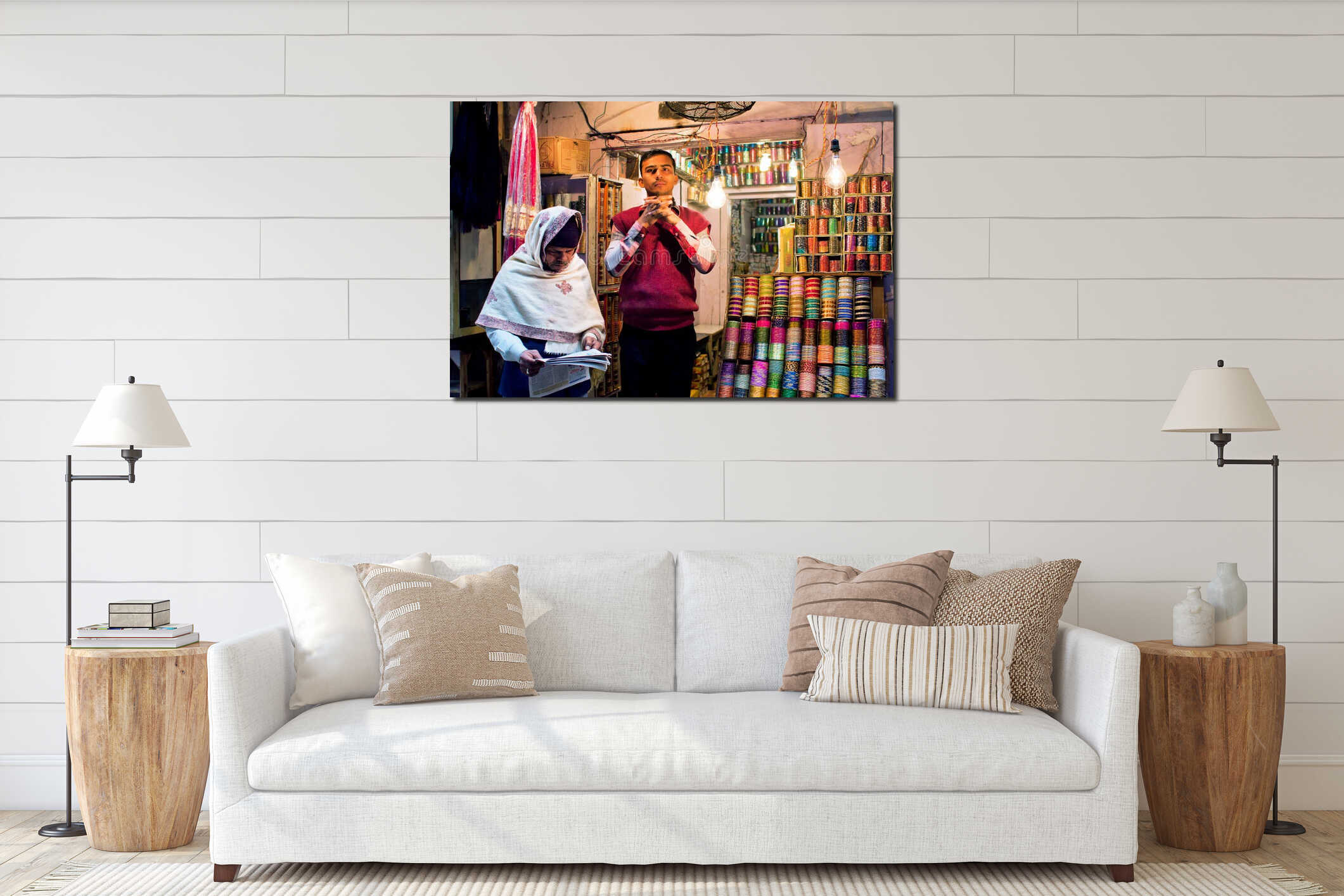 Canvas hanging interior mockup