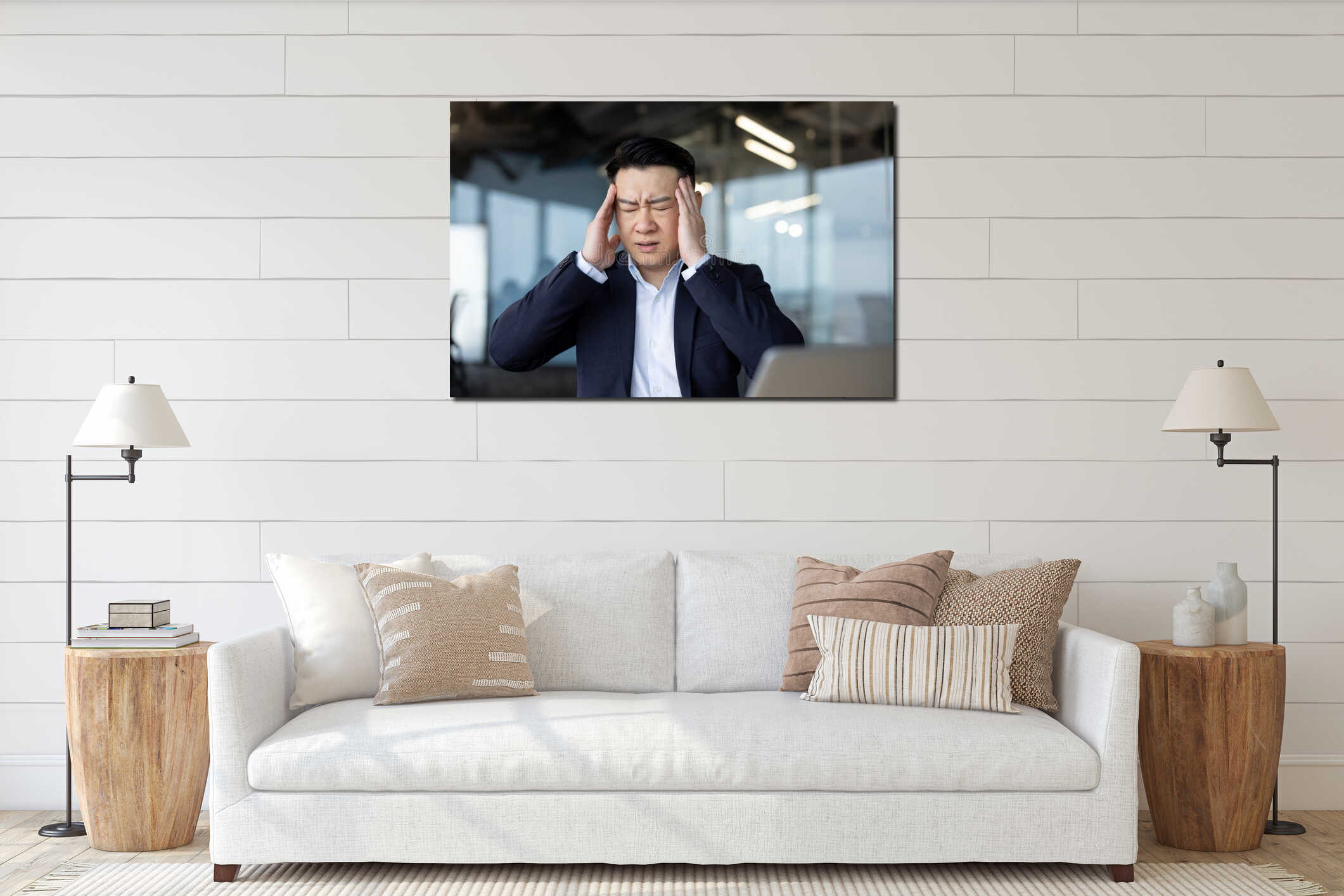 Canvas hanging interior mockup