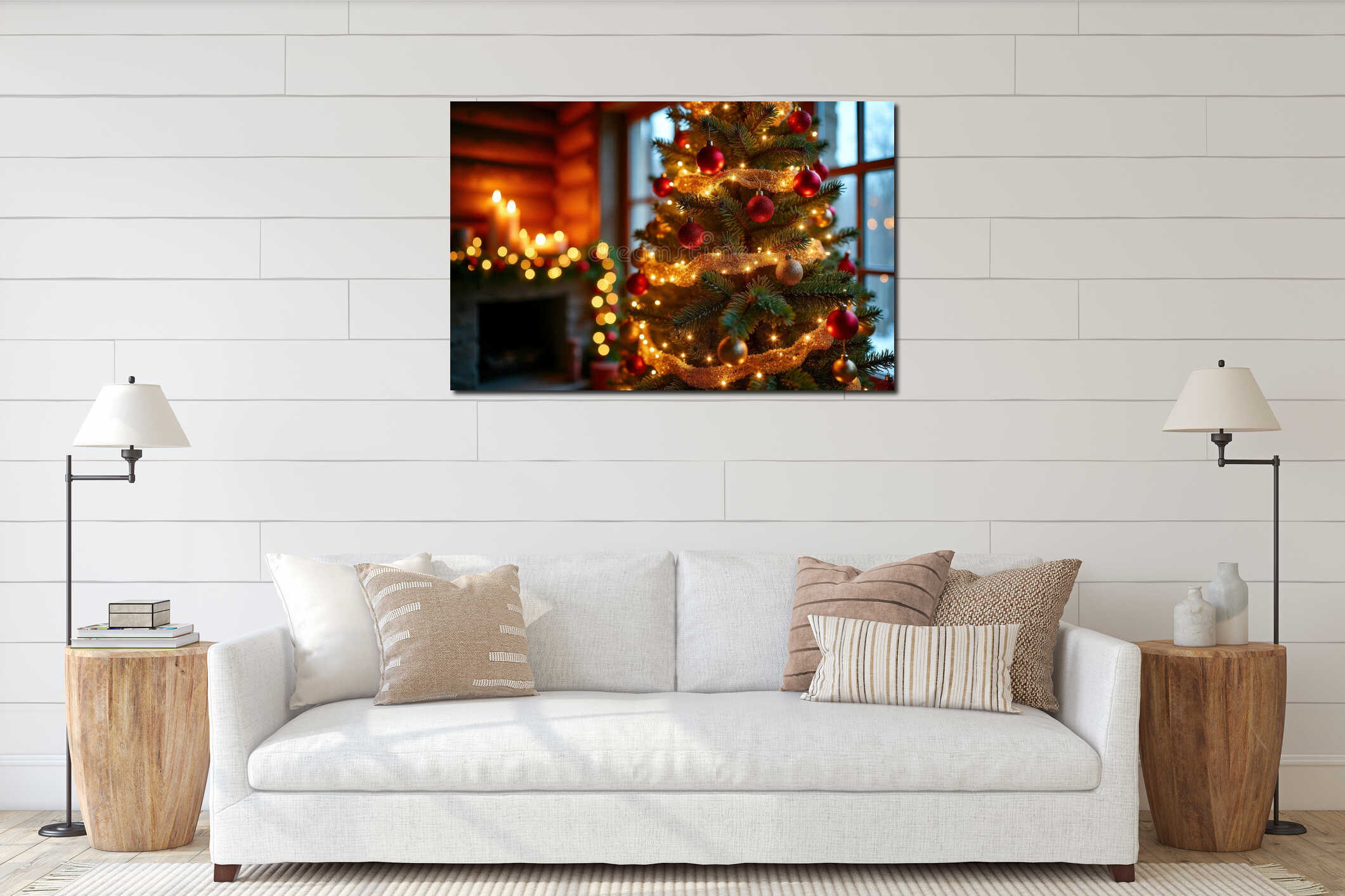 Canvas hanging interior mockup