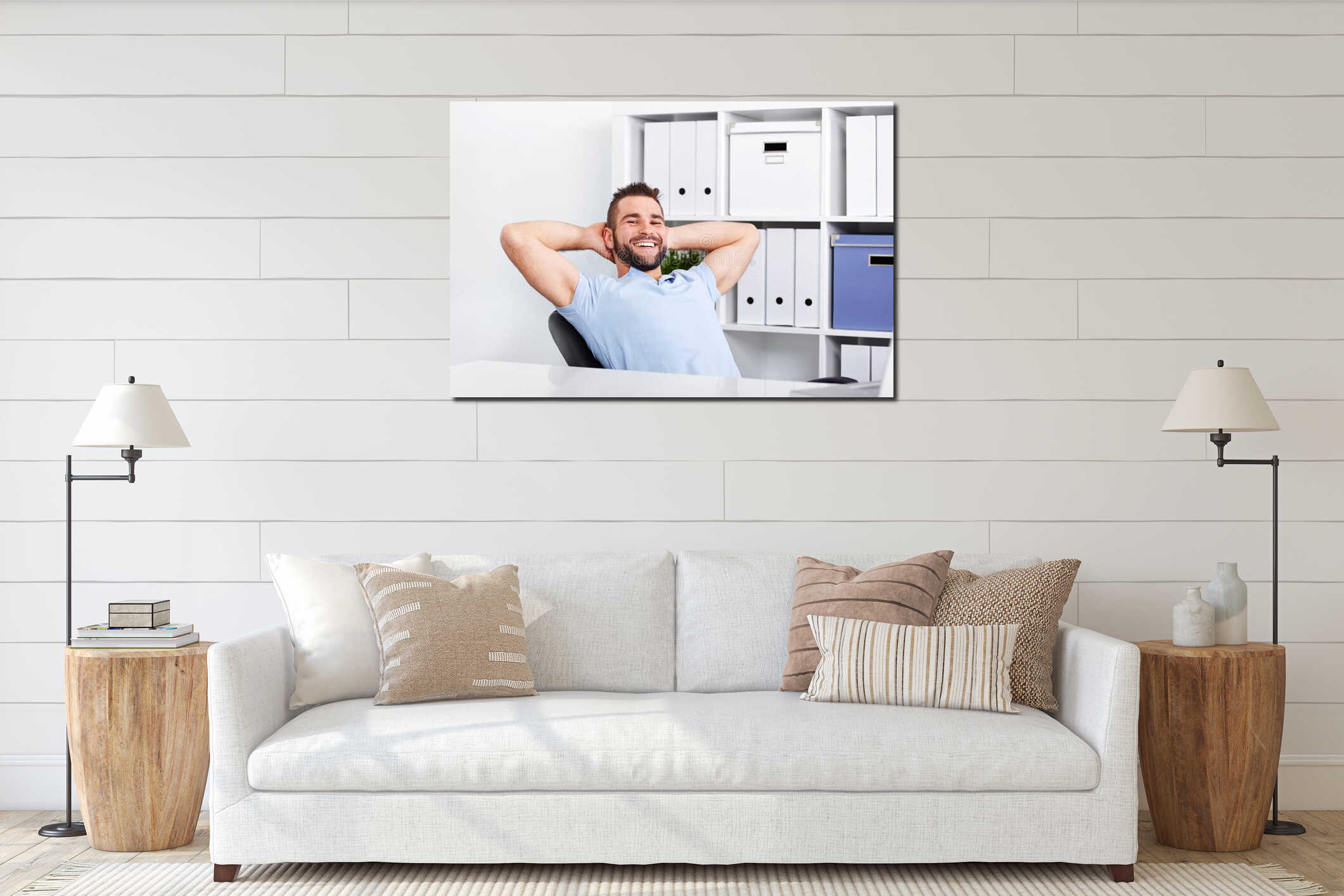 Canvas hanging interior mockup
