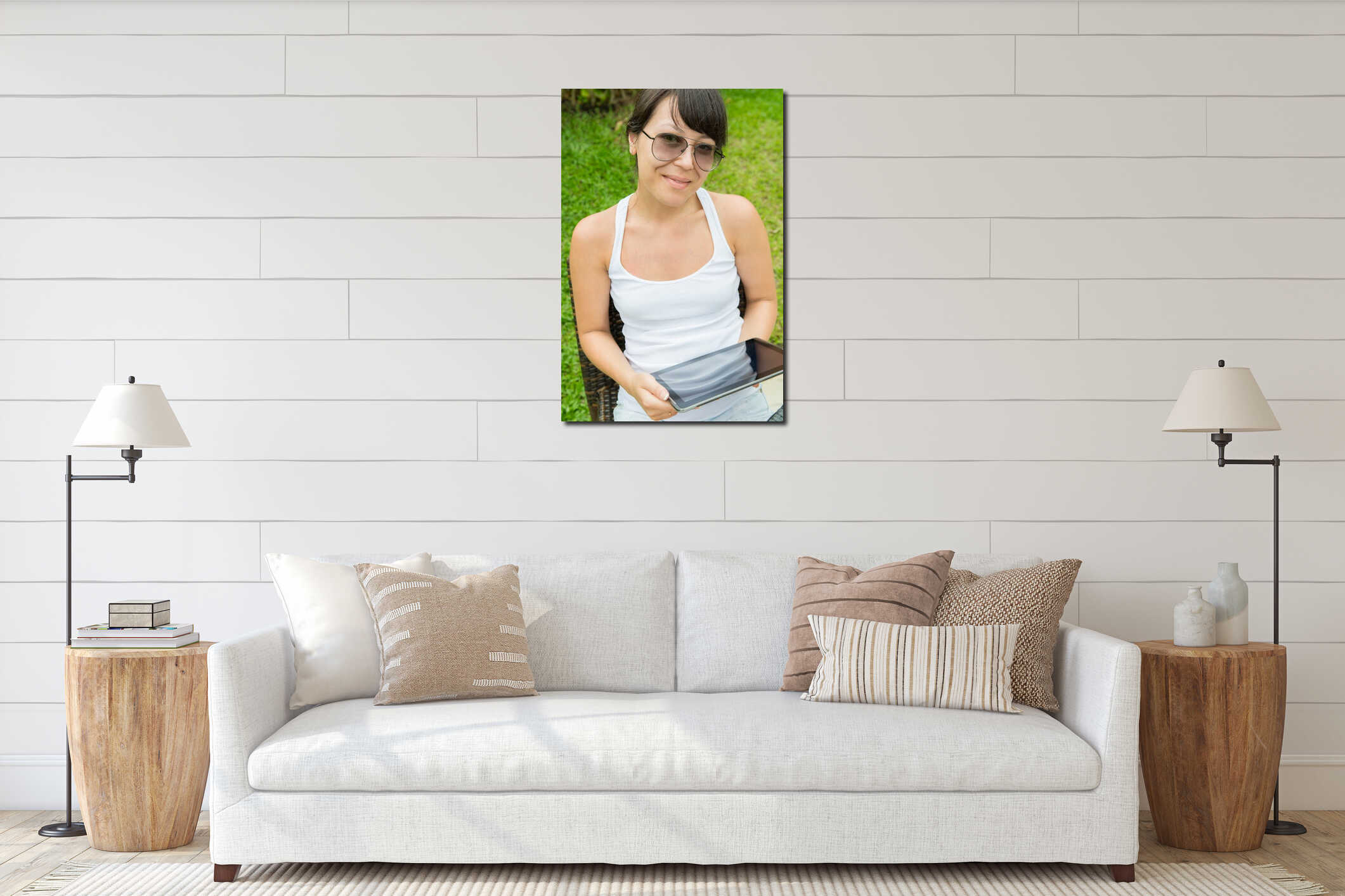 Canvas hanging interior mockup