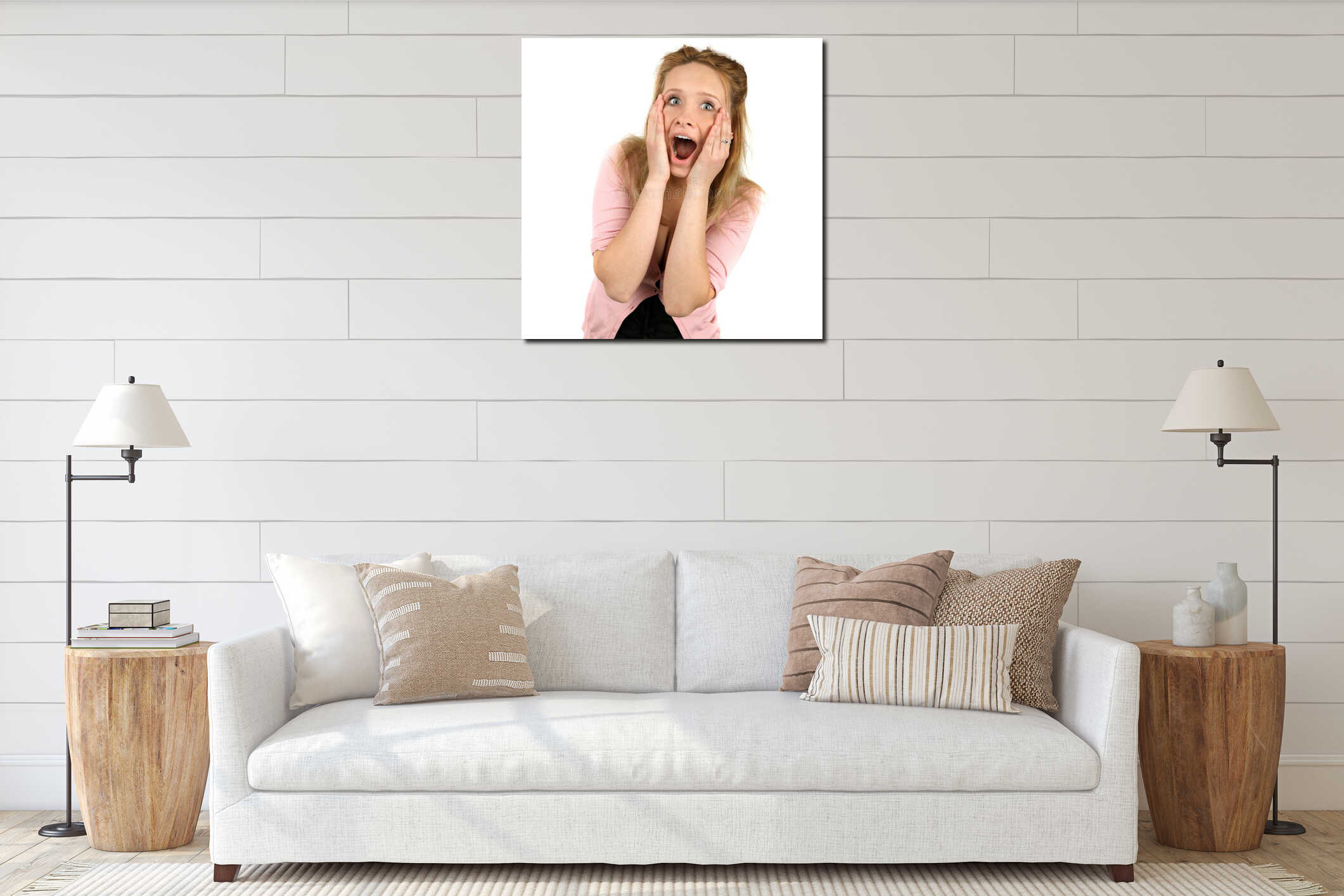 Canvas hanging interior mockup
