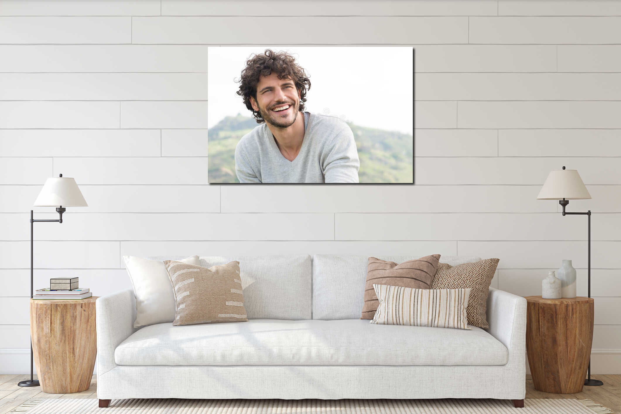 Canvas hanging interior mockup