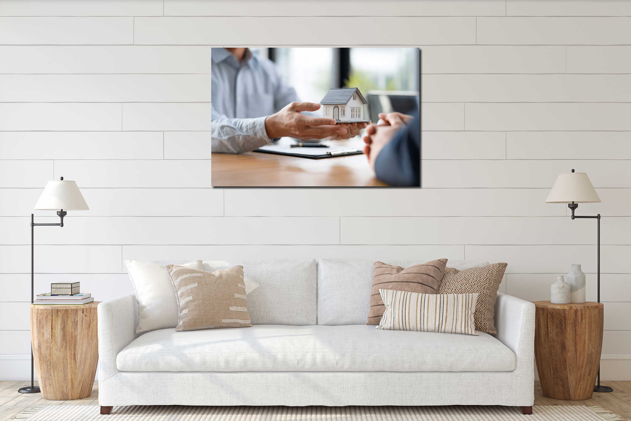 Canvas hanging interior mockup