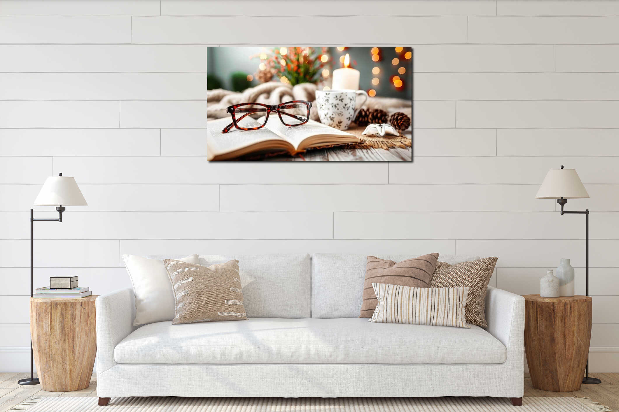Canvas hanging interior mockup