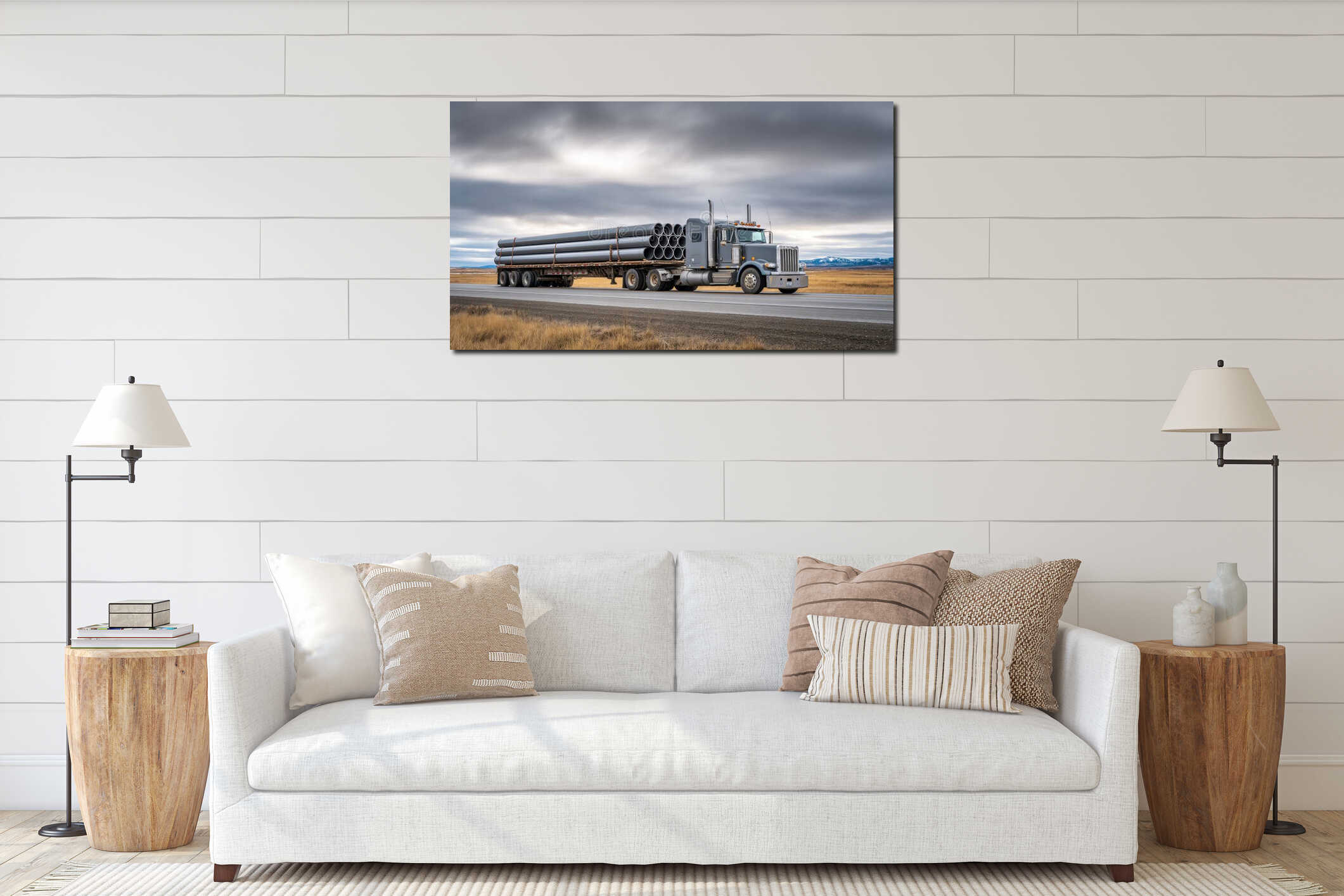 Canvas hanging interior mockup