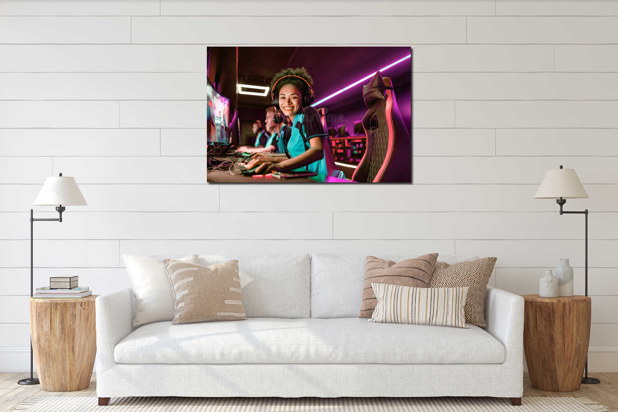 Canvas hanging interior mockup