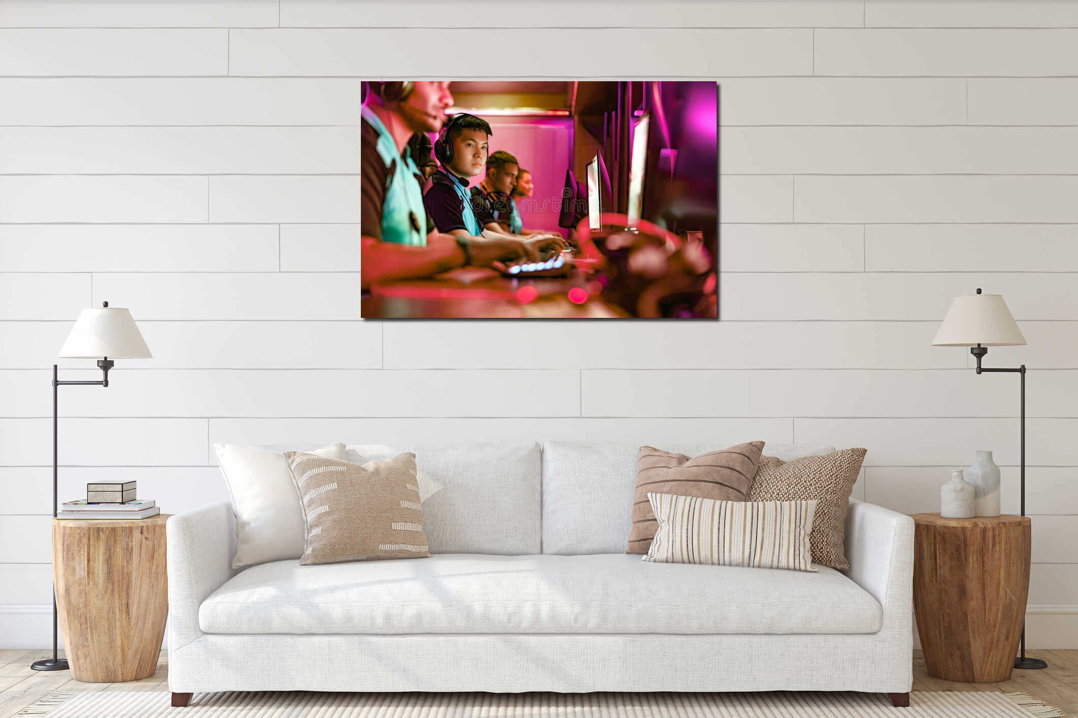 Canvas hanging interior mockup