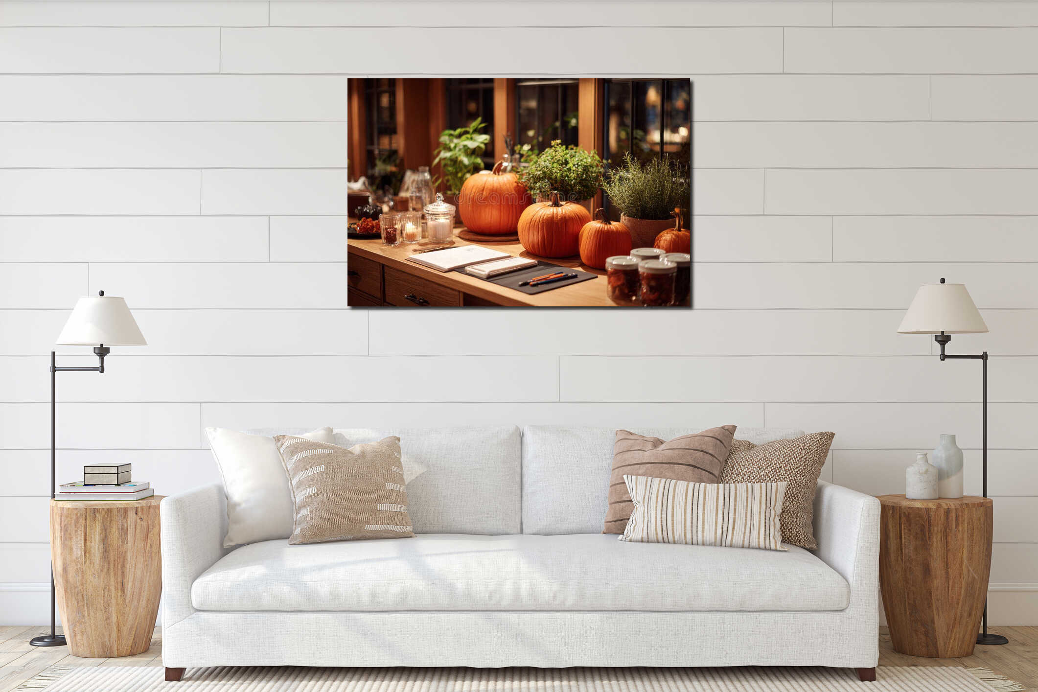 Canvas hanging interior mockup