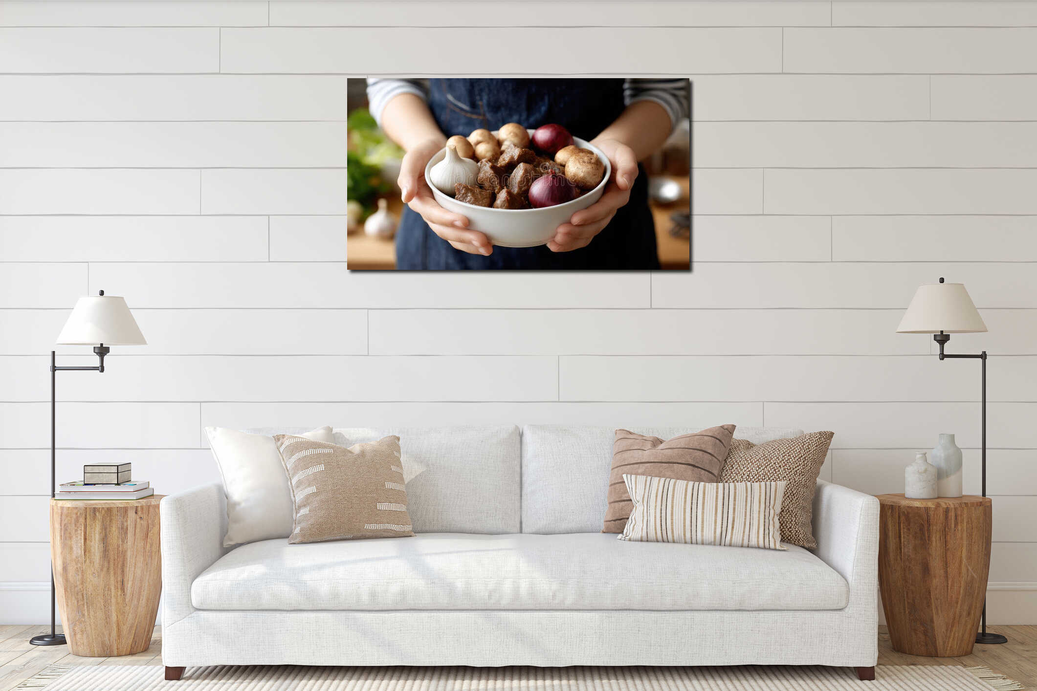 Canvas hanging interior mockup