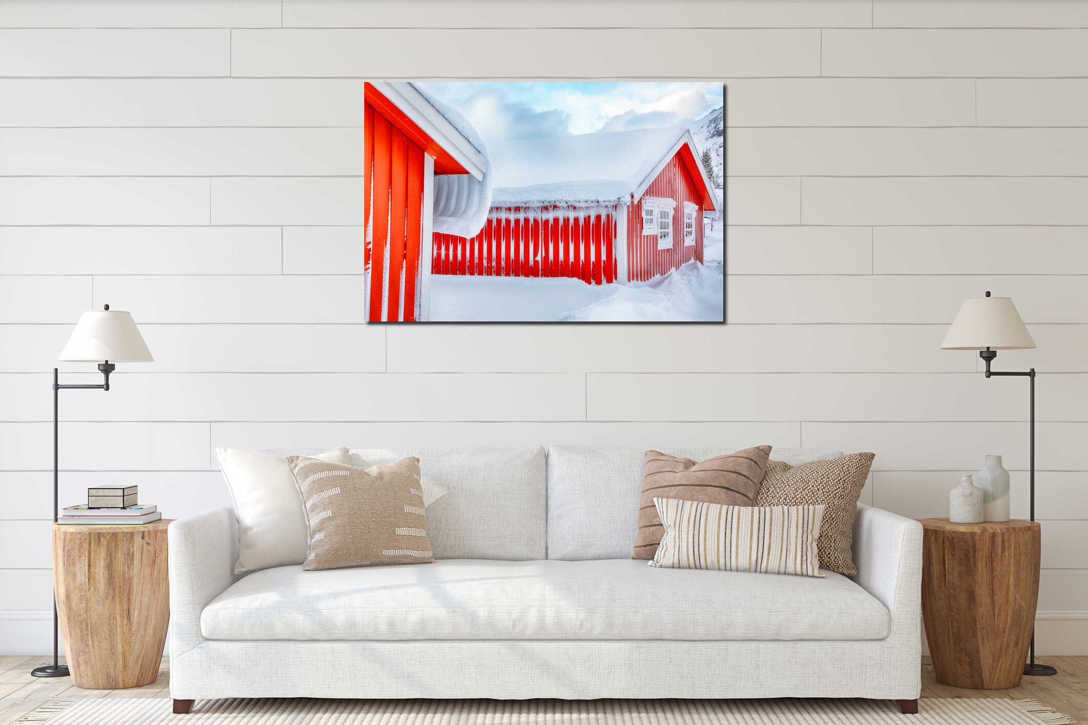 Canvas hanging interior mockup