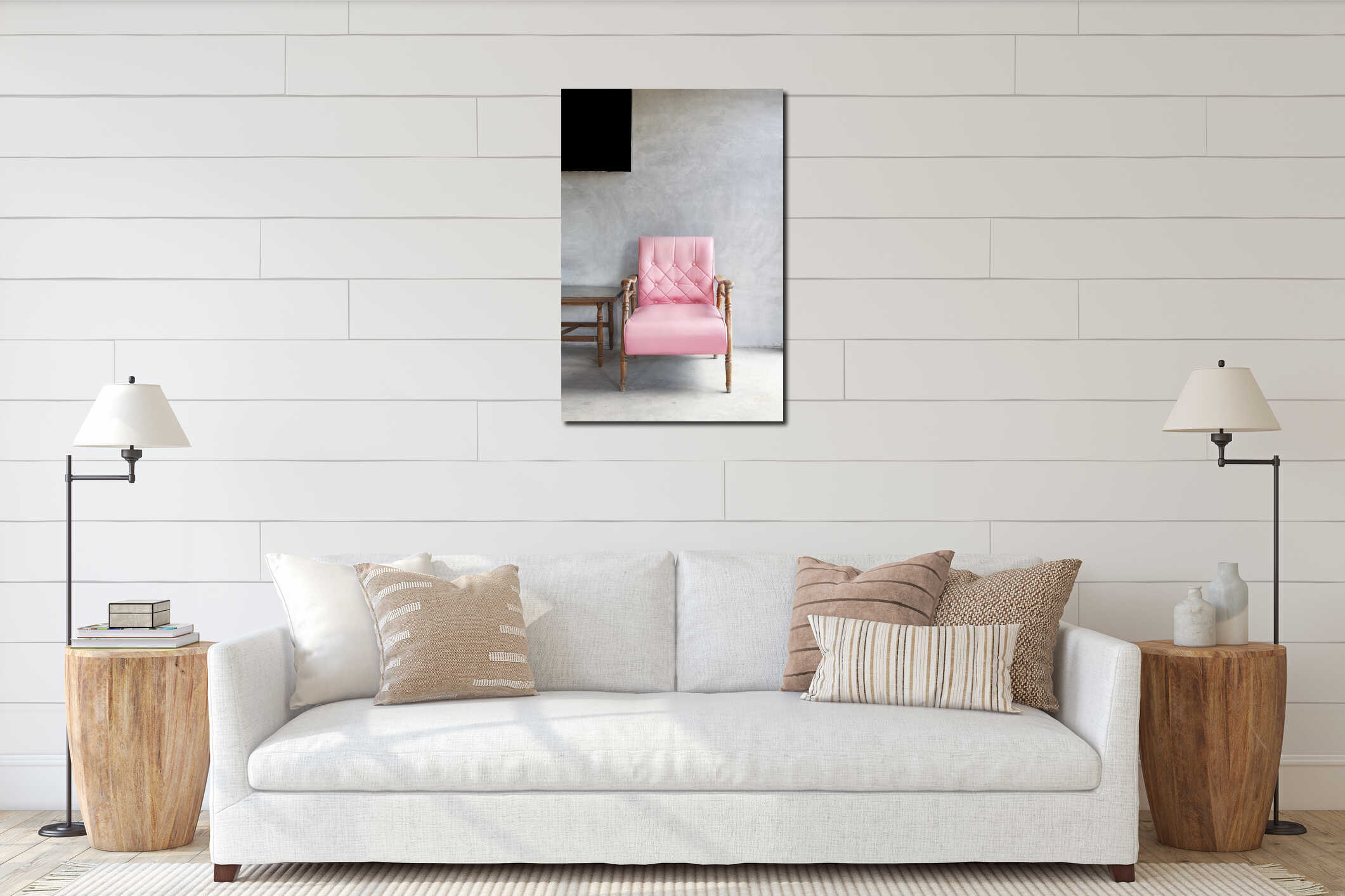 Canvas hanging interior mockup