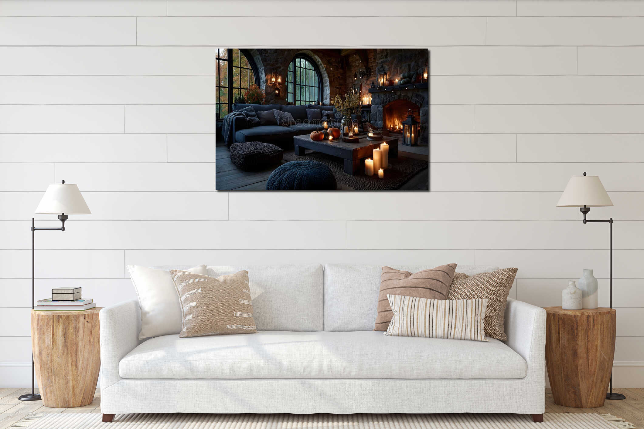 Canvas hanging interior mockup
