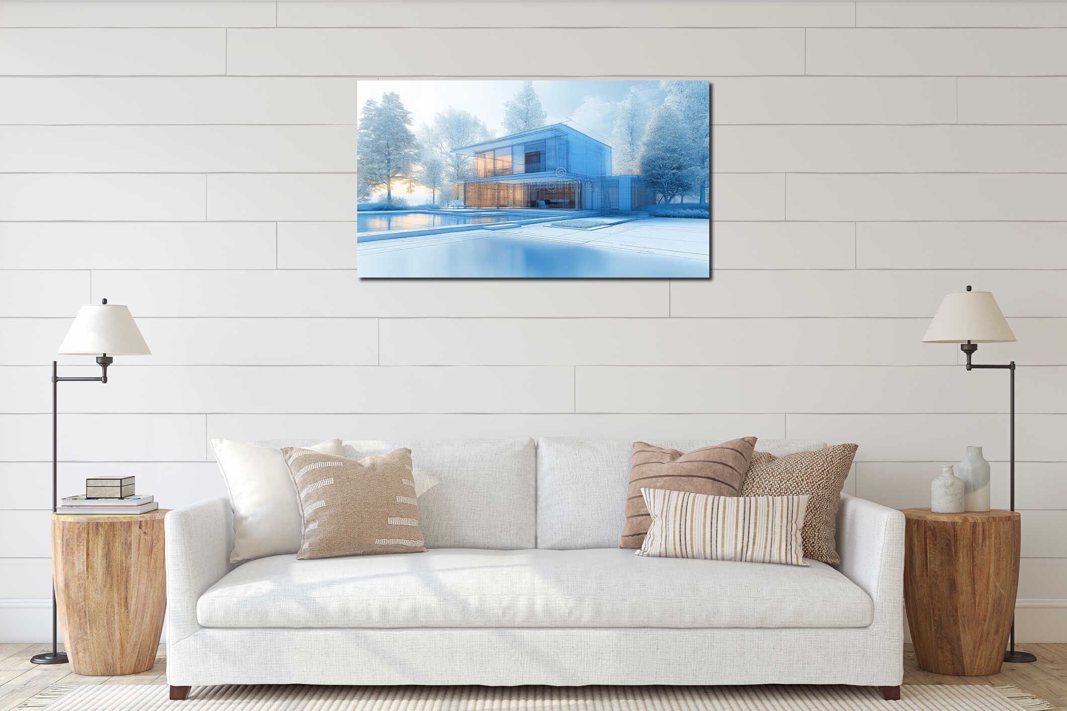 Canvas hanging interior mockup