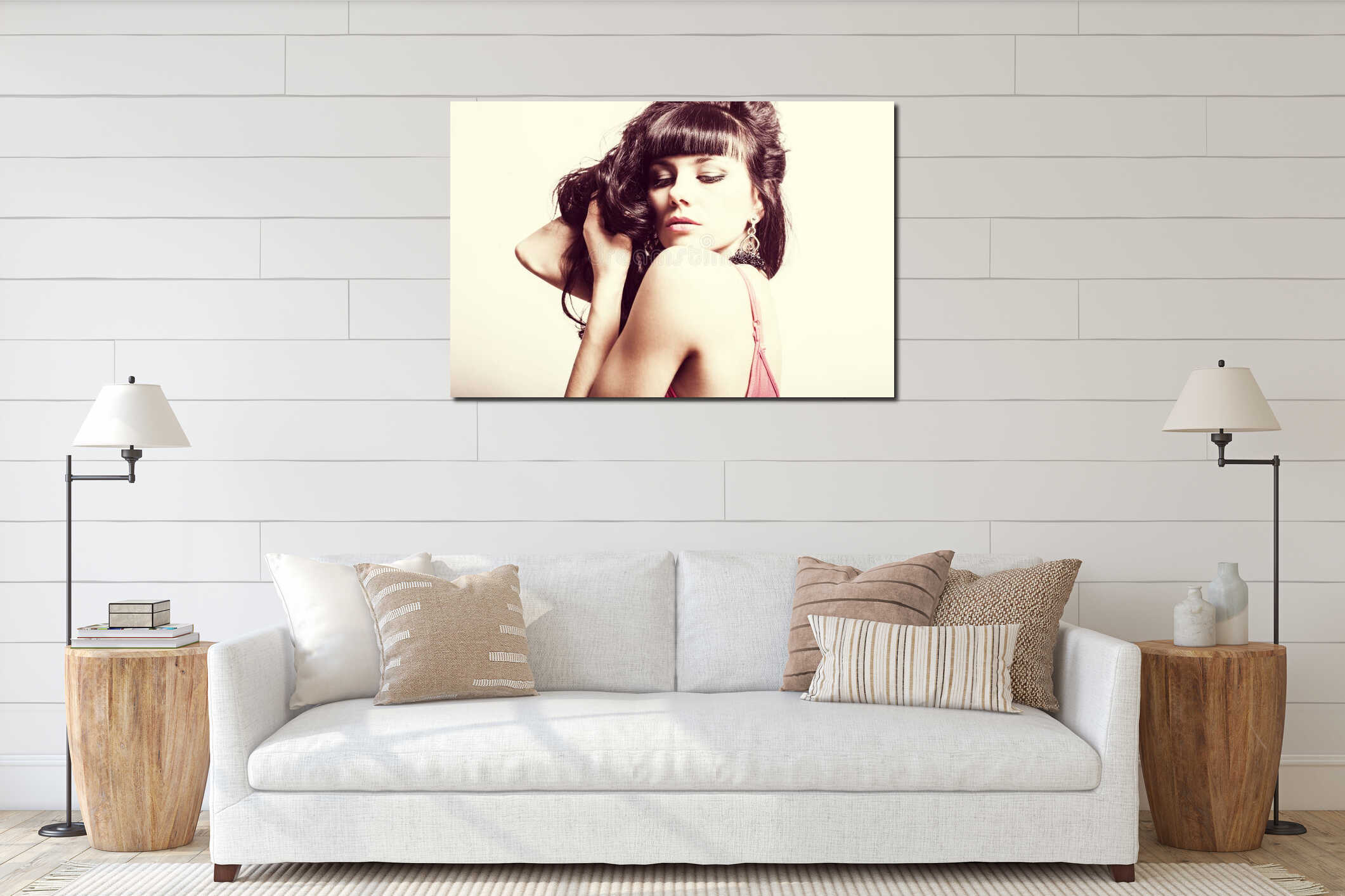 Canvas hanging interior mockup