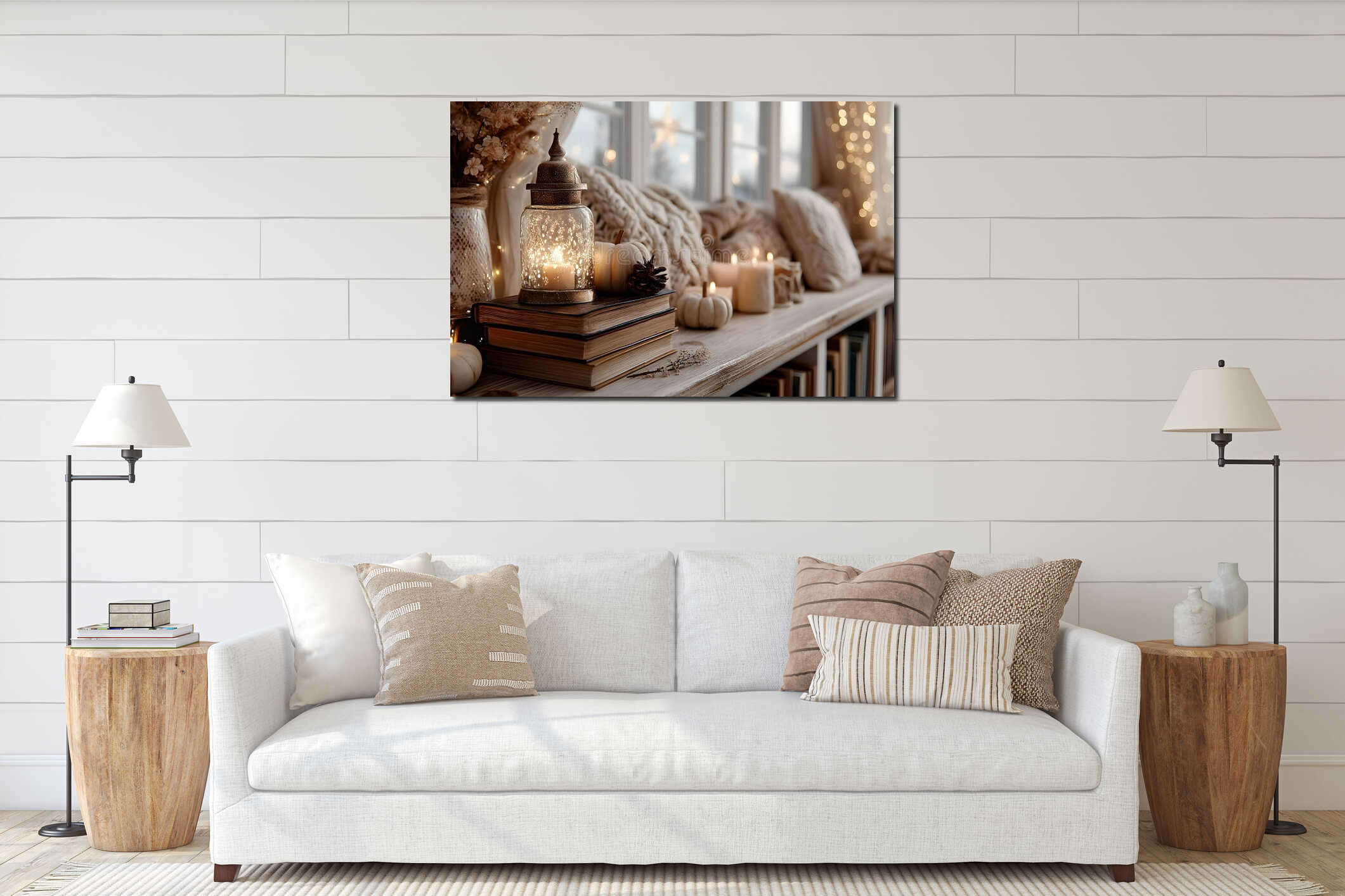 Canvas hanging interior mockup