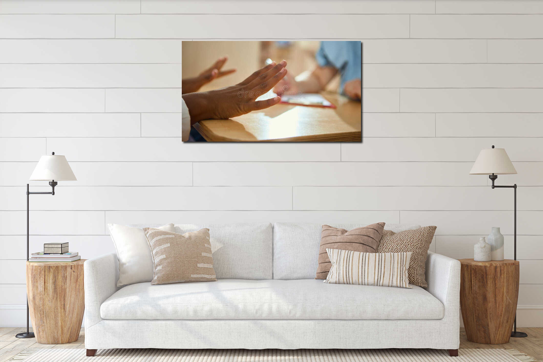 Canvas hanging interior mockup