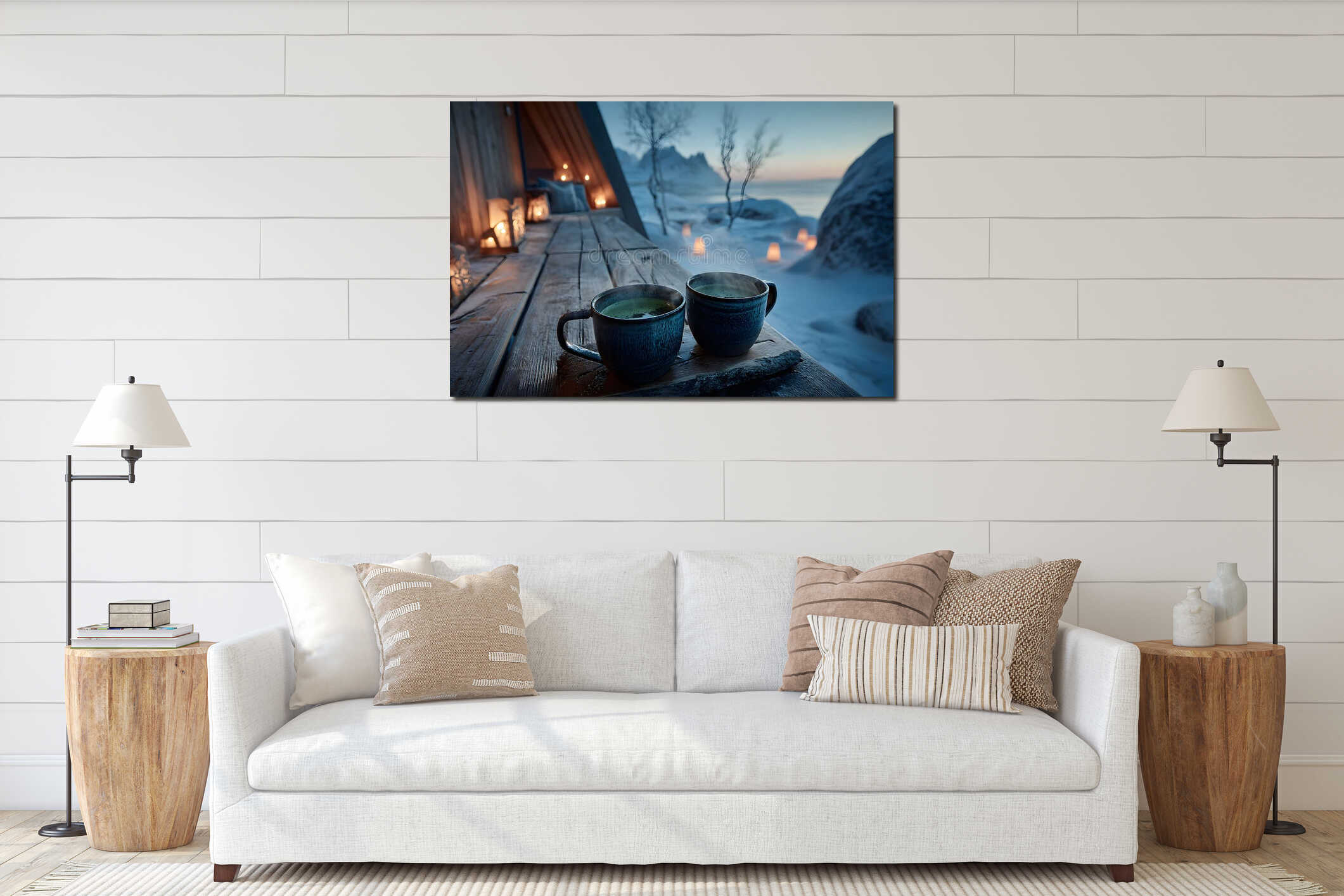 Canvas hanging interior mockup
