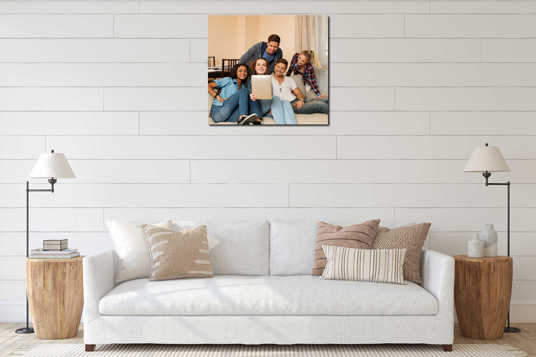 Canvas hanging interior mockup