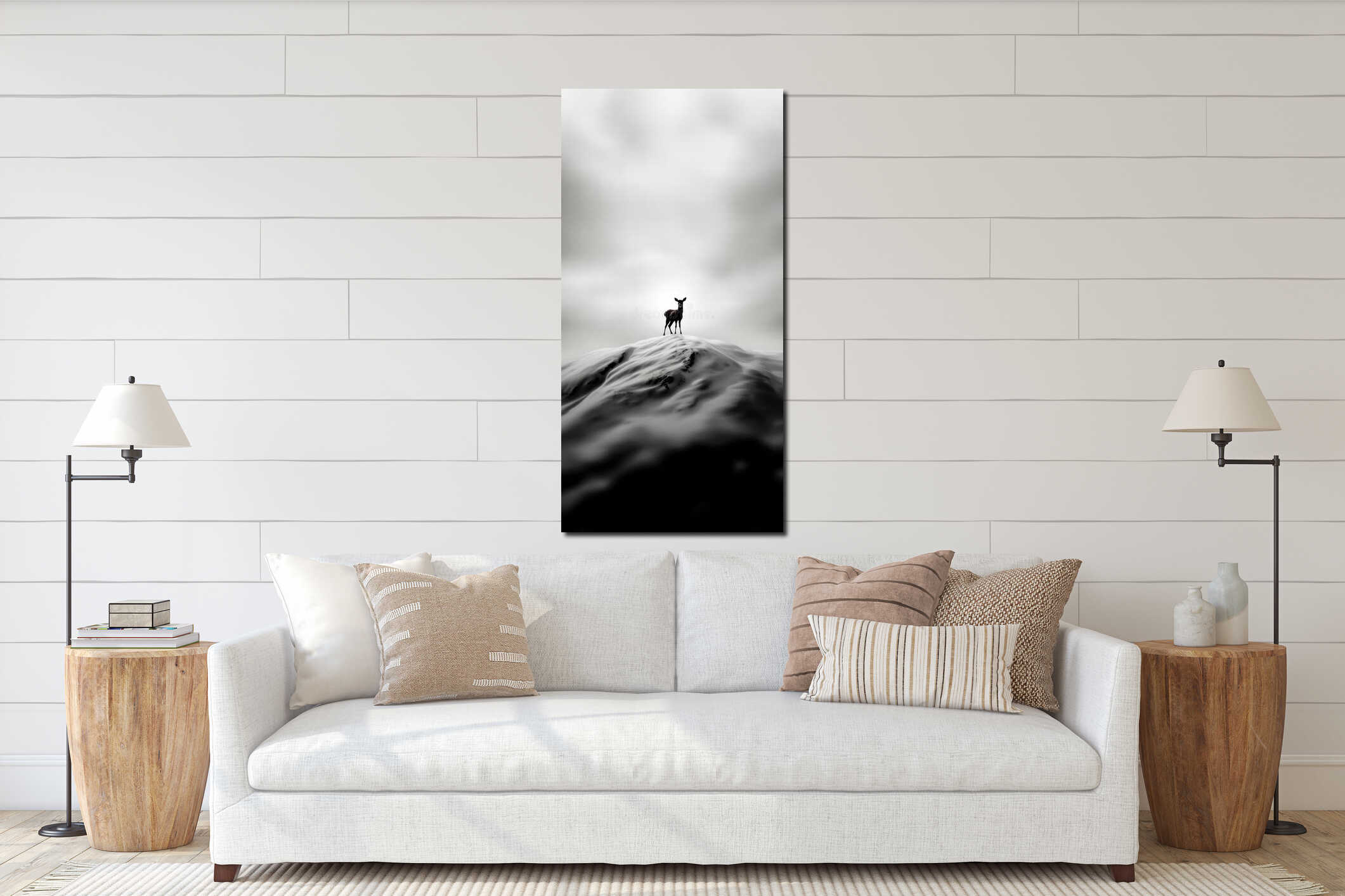 Canvas hanging interior mockup