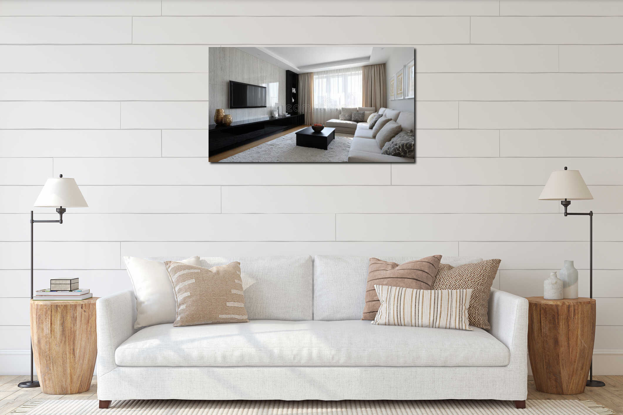 Canvas hanging interior mockup