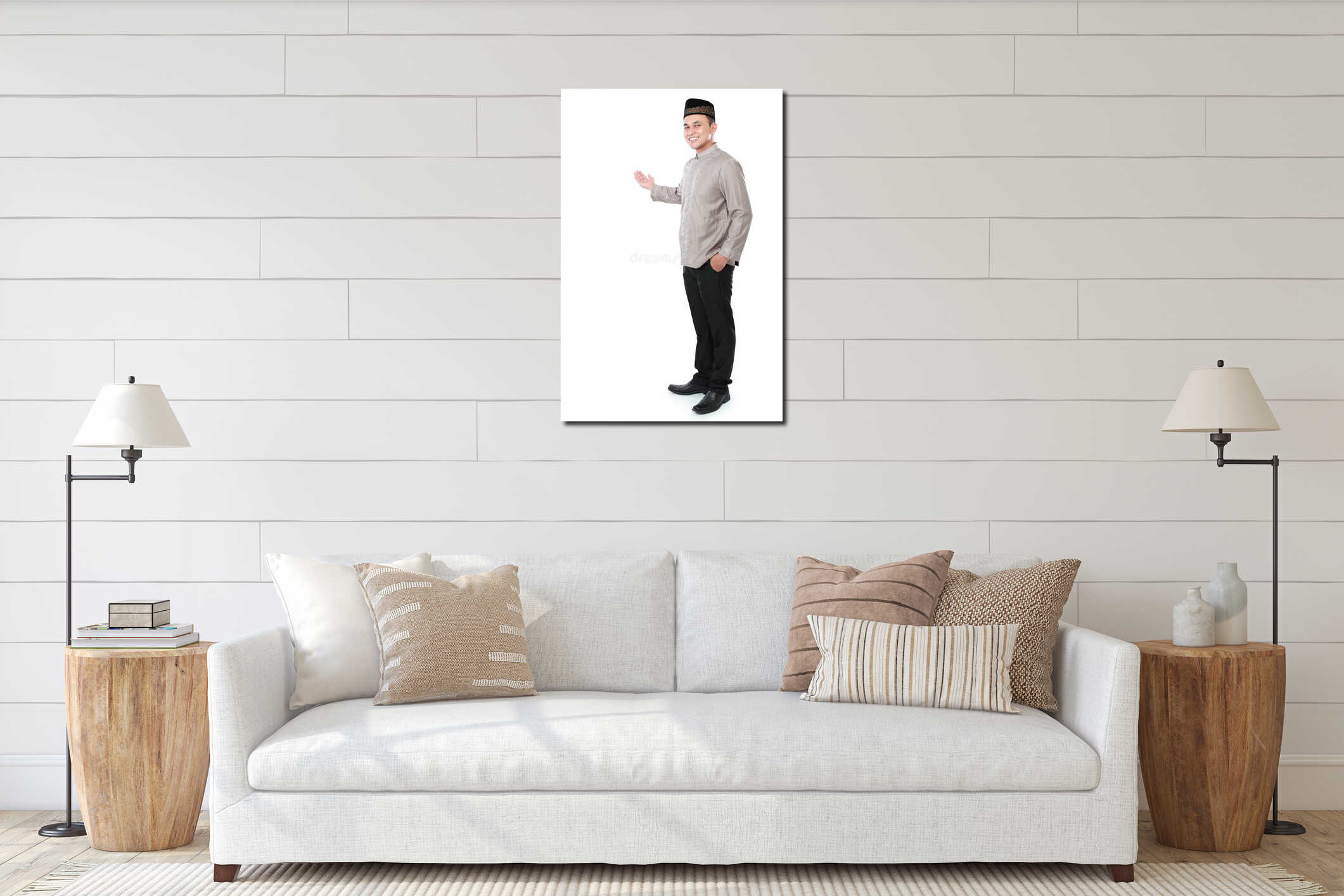 Canvas hanging interior mockup