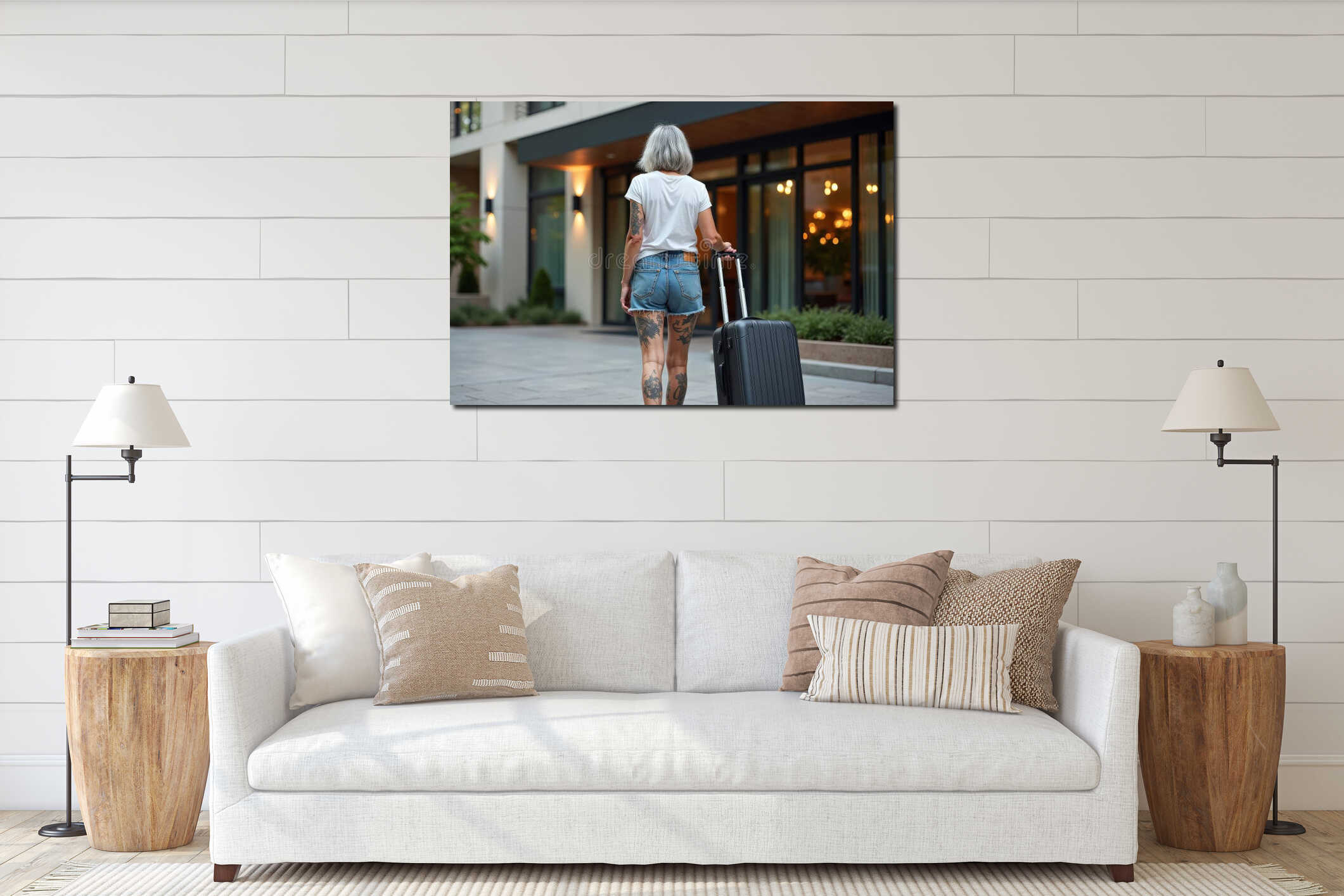 Canvas hanging interior mockup