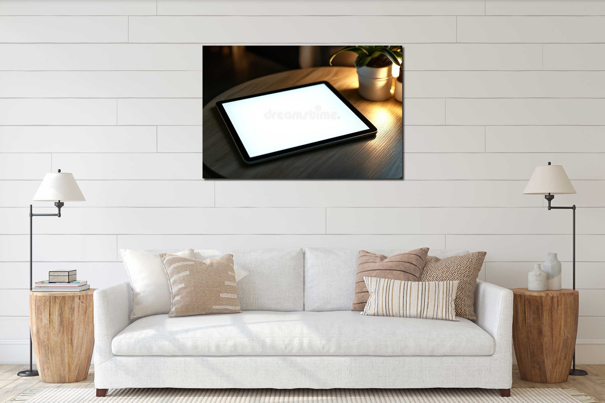 Canvas hanging interior mockup