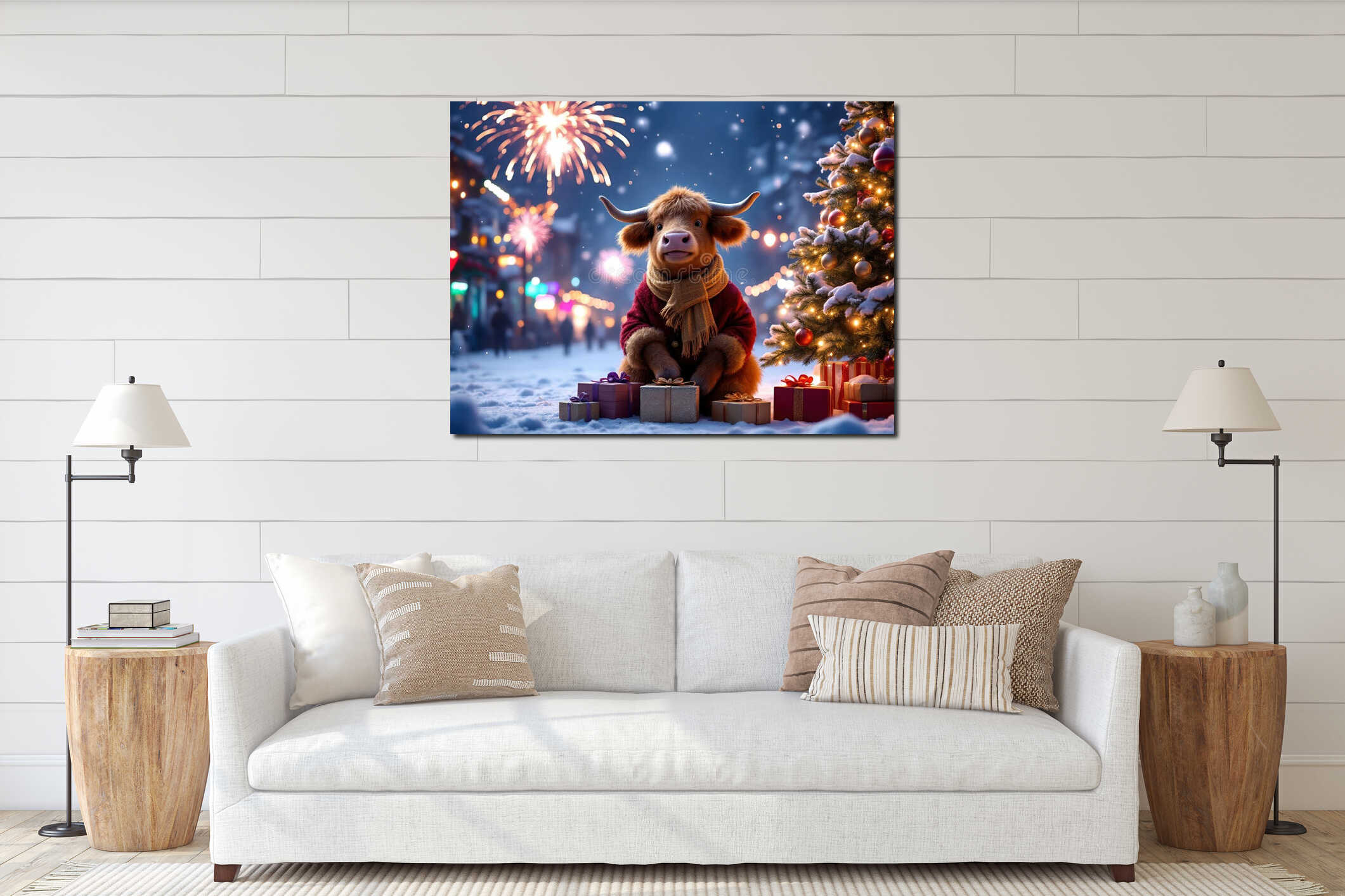 Canvas hanging interior mockup