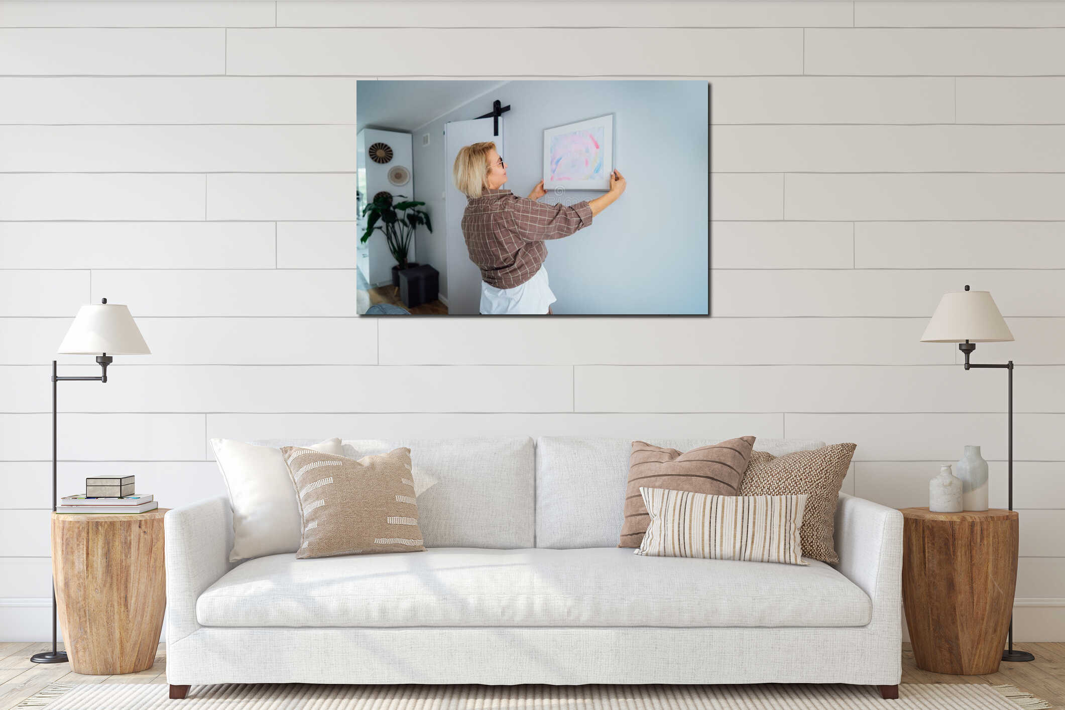Canvas hanging interior mockup