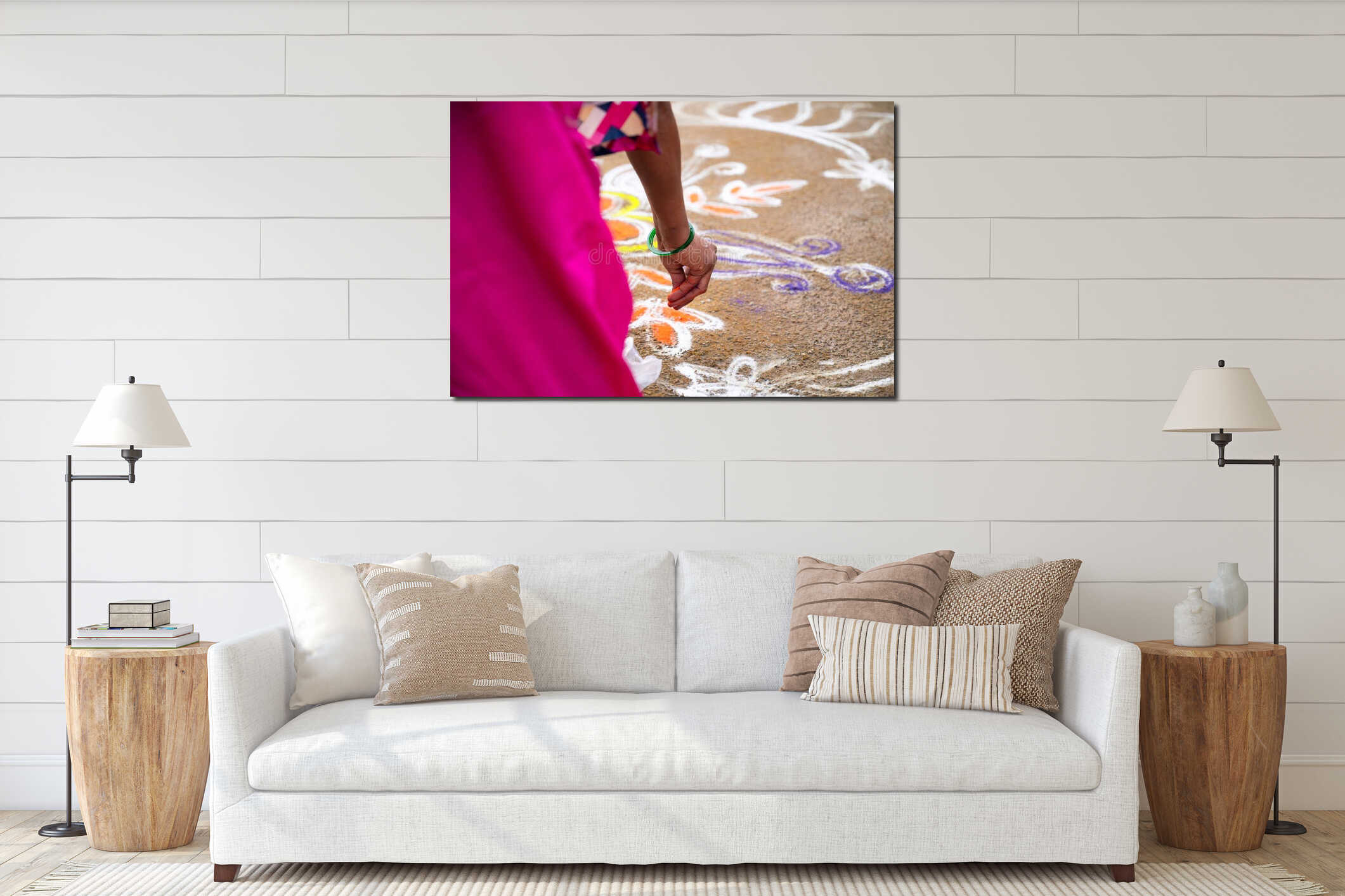 Canvas hanging interior mockup