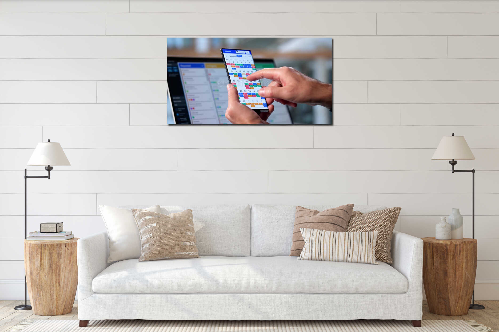 Canvas hanging interior mockup