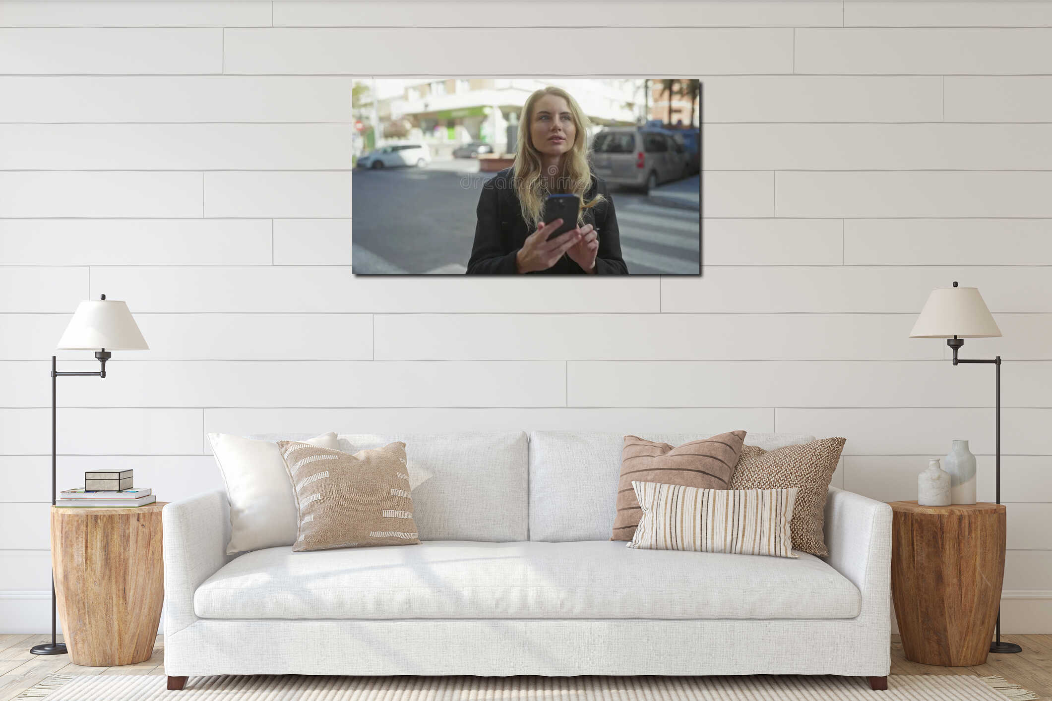 Canvas hanging interior mockup